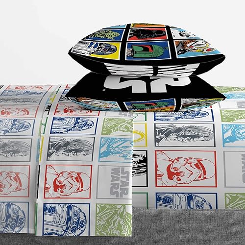 Miniatura 5 de Juego de ropa de cama Queen de 5 piezas de Star Wars The Mandalorian The Child, incluye edredón reversible y sábanas con Baby Yoda, de microfibra