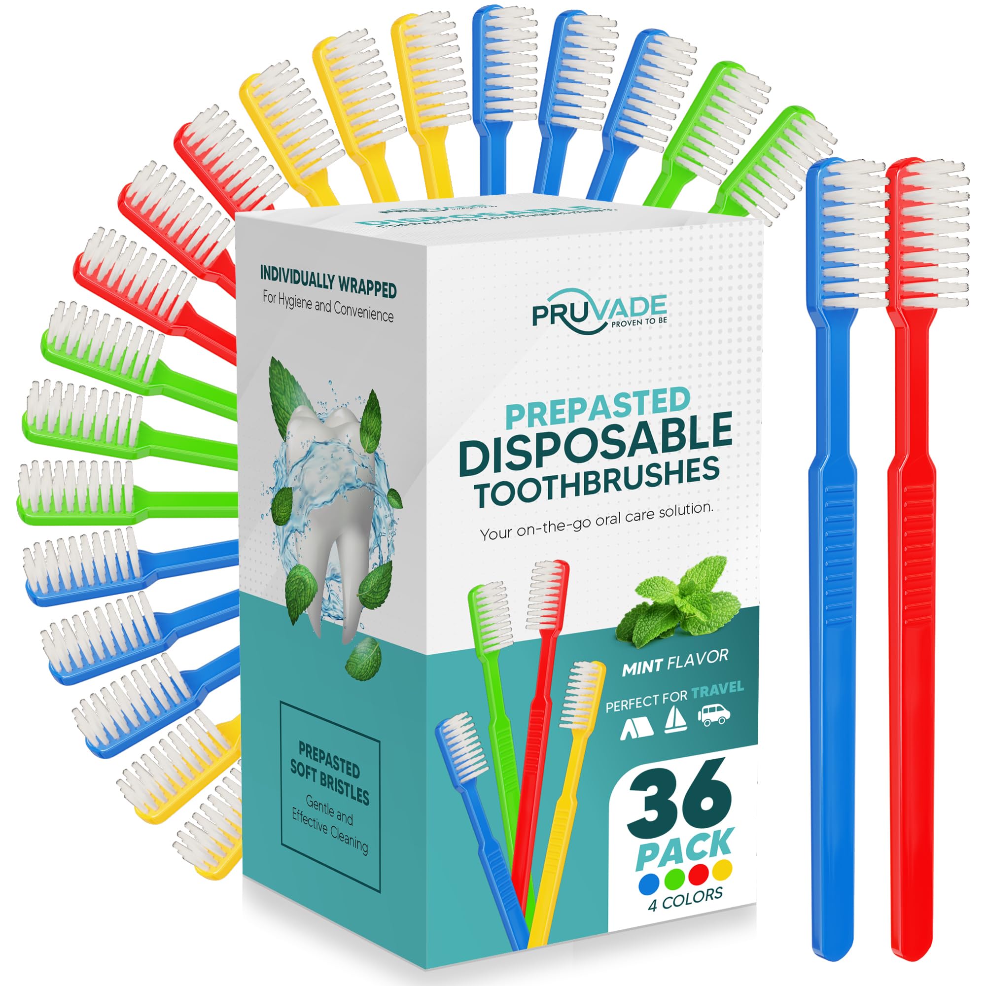 Paquete de 144 cepillos de dientes desechables con pasta dental, integrados, cepillos de dientes prepegados individualmente | cepillo para polvo de dientes sin agua de un solo uso con cerdas