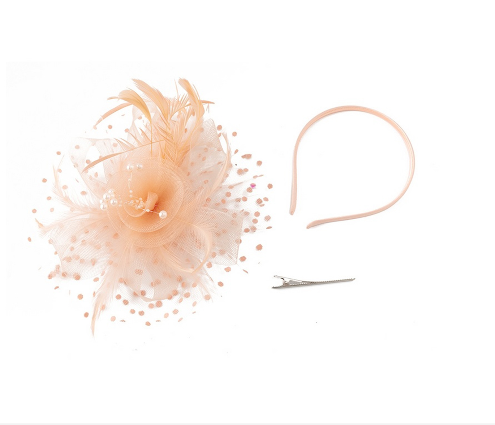 Fascinator Tea Party Hat Flax Feather Headband Clip Women Girls Elegant il_fullxfull.5499695883_qldj.jpg main image 2
