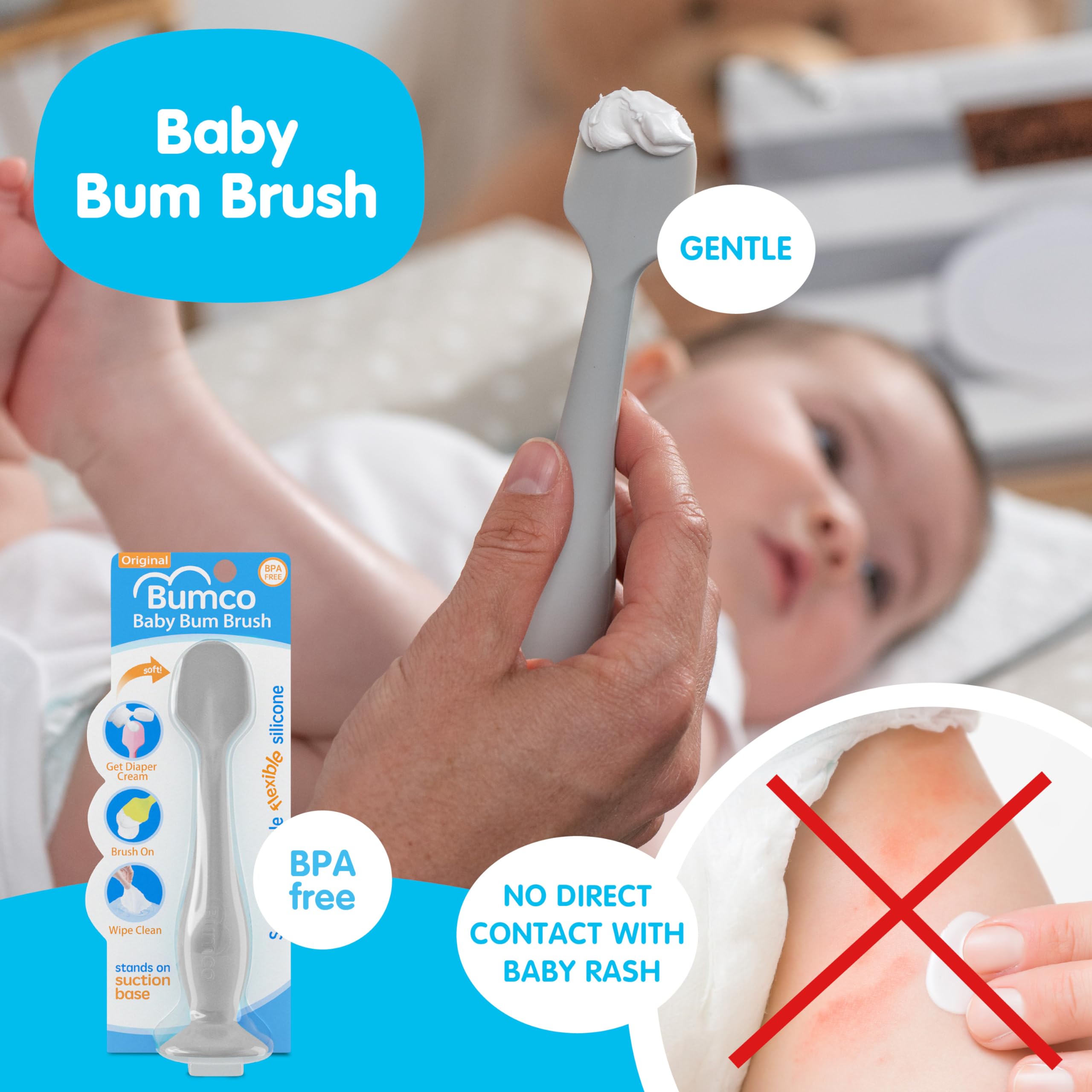 Bumco Cesta de regalo para bebé, juego de regalo personalizado para cambiar pañales para bebé, regalo de bebé neutro con 2 cepillos para bebé (original y mini) + bolsa de mano de pañales + muñequera