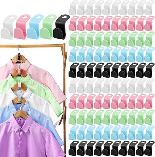 Miniatura 1 de HOLLIHI 50 ganchos de conector para colgar ropa ganchos de plástico en cascada ganchos extensores de conexión ahorro de espacio ganchos para ropa de
