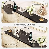 Vista 5 de SUPERJARE 70 Inch Console Table with Outlets and USB-C Port, Extra Long Behind Couch Sofa Table with X-Shaped Design, Narrow for Entryway, Living