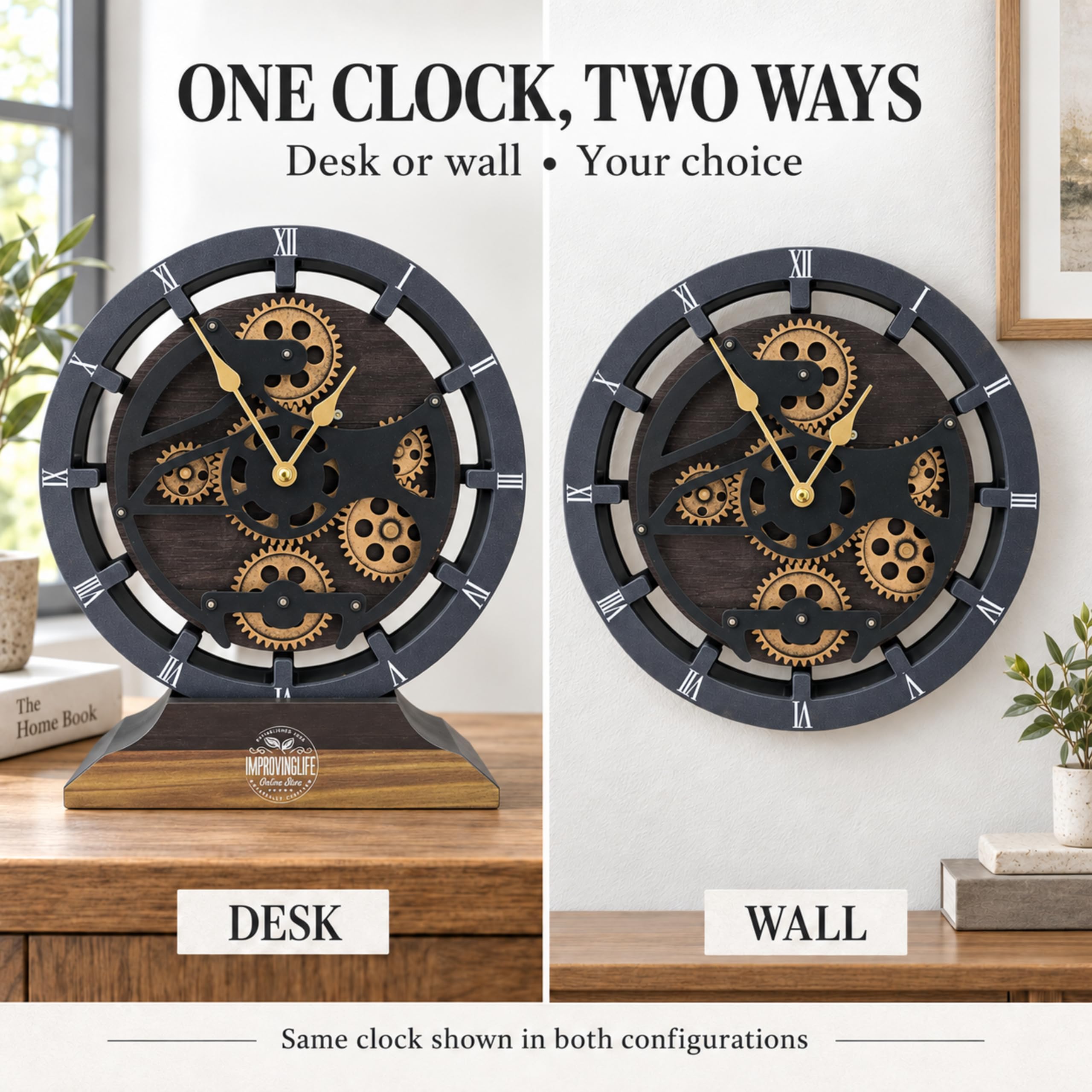 Amazon.co.jp: ImprovingLife The Gears Clock デスククロック 10