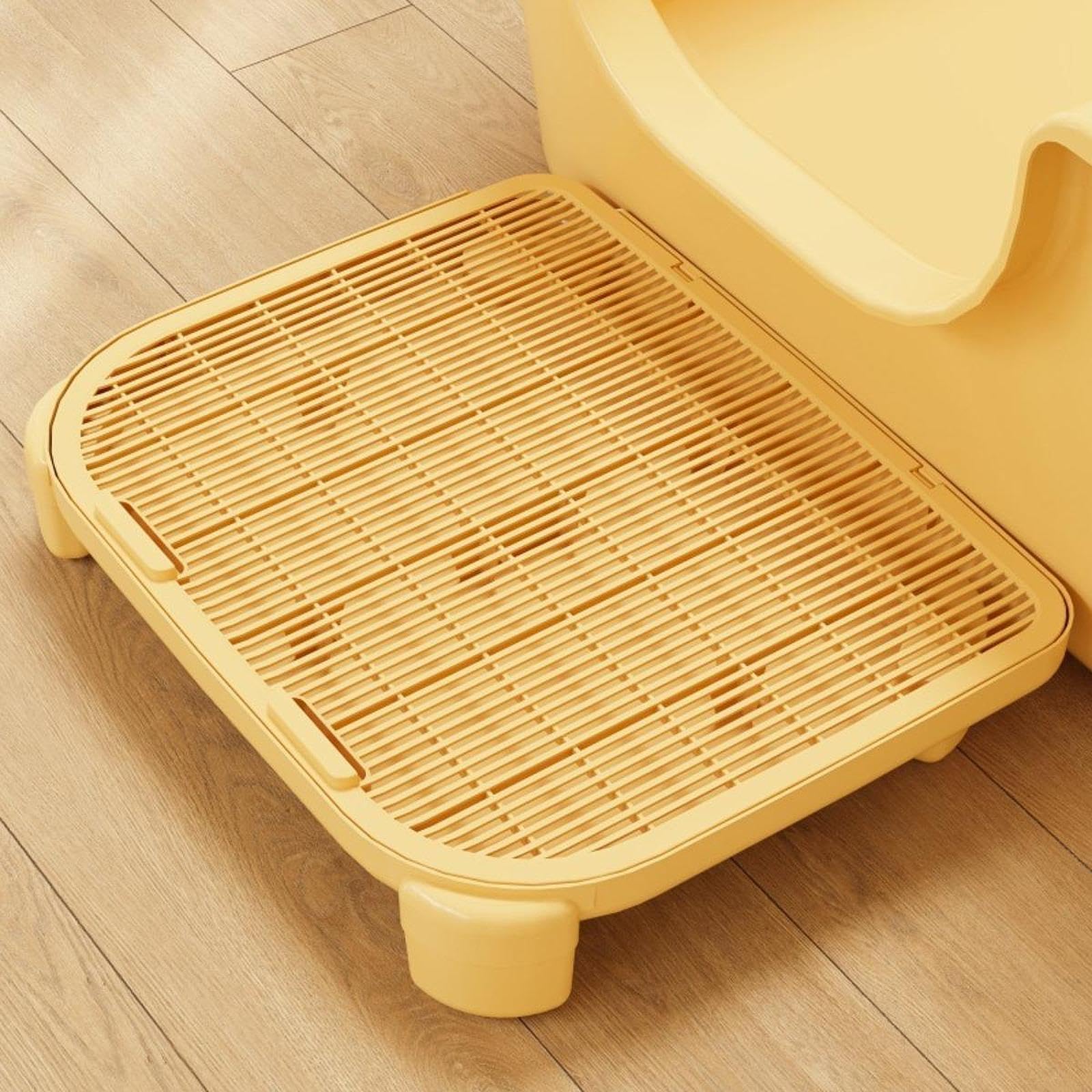 Katzenstreu Rampe, Katzenstreu Stufe, Wiederverwendbare, Tragbare Katzenstreu Auffangmatte, Katzenstreu Auffangbehälter für Toilette, Schlafzimmer, Wo, Gelb