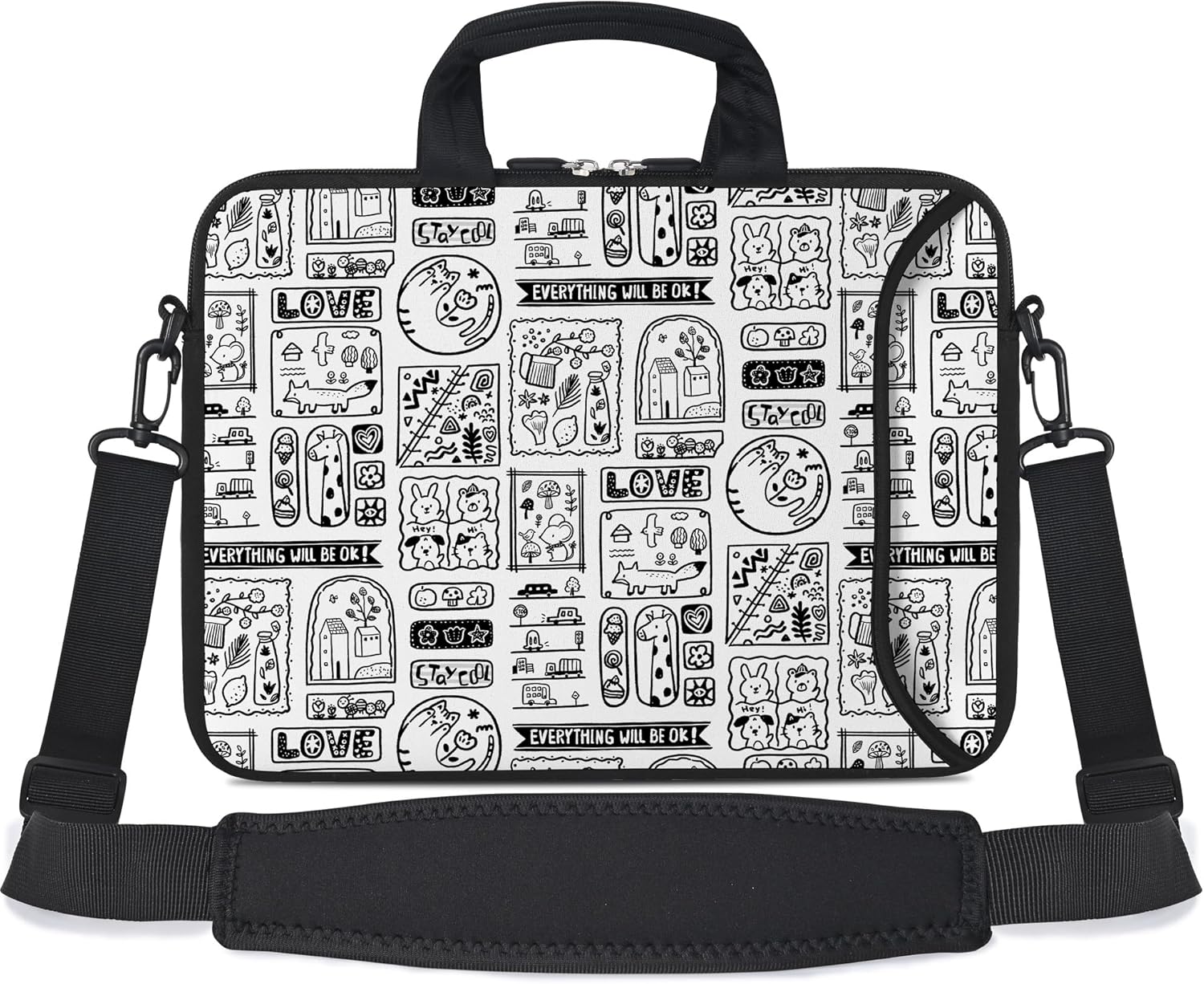 RICHEN 14 15 15.4 15.6 inch Laptop Shoulder Bag Messenger Bag Notebook Handle Sleeve Neoprene Carrying Case with Accessories Pocket (14-15.6 inch, Animal Cartoon) RICHEN 14 15 15.4 15.6 inch Laptop Shoulder Bag Messenger Bag Notebook Handle Sleeve Neoprene Carrying Case with Accessories Pocket (14-15.6 inch, Animal Cartoon)