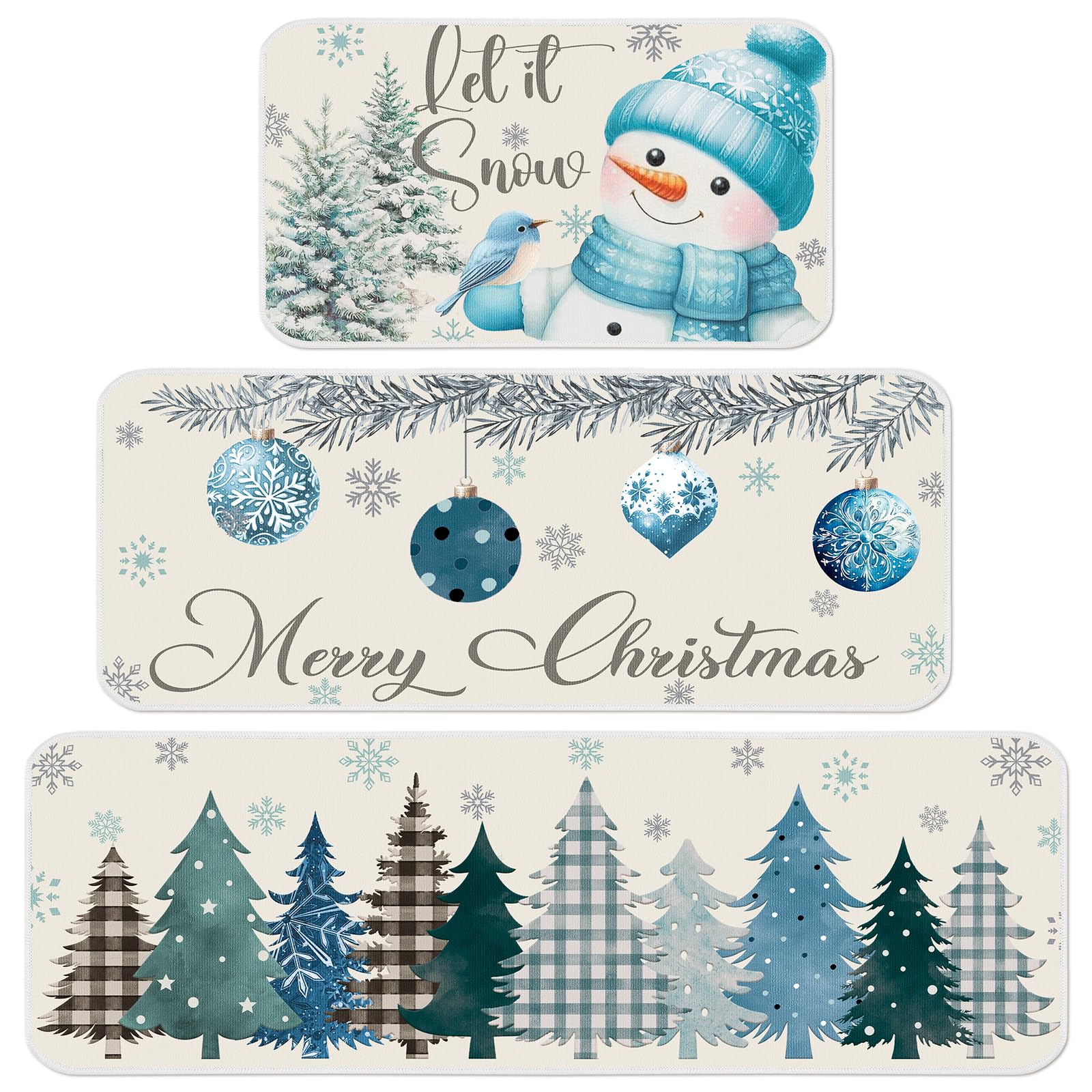 Tapis de cuisine Let It Snow lot de 3 pour décorer votre sol devant l'évier en hiver