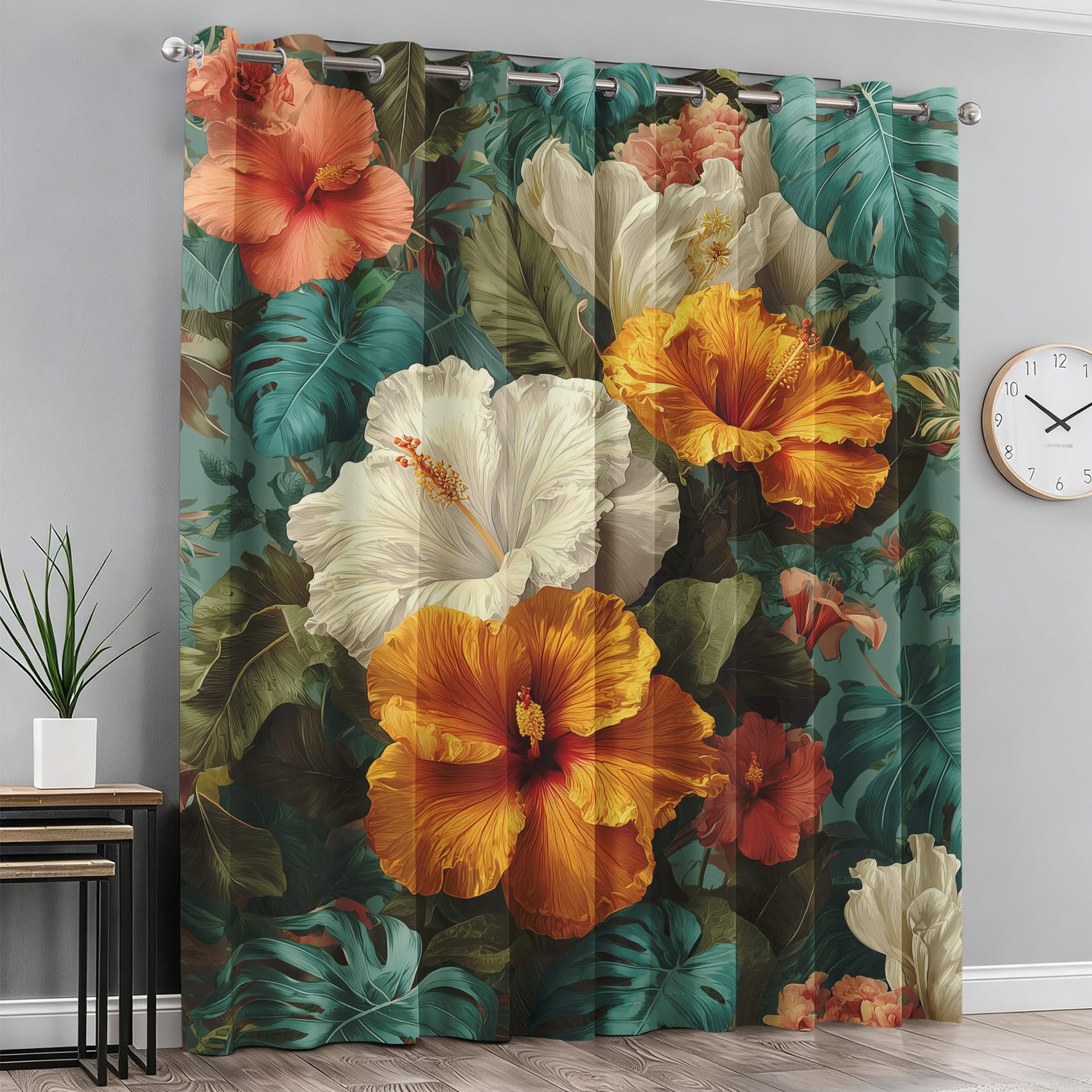 Rideau occultant tropical imprimé hibiscus de haute qualité pour salon