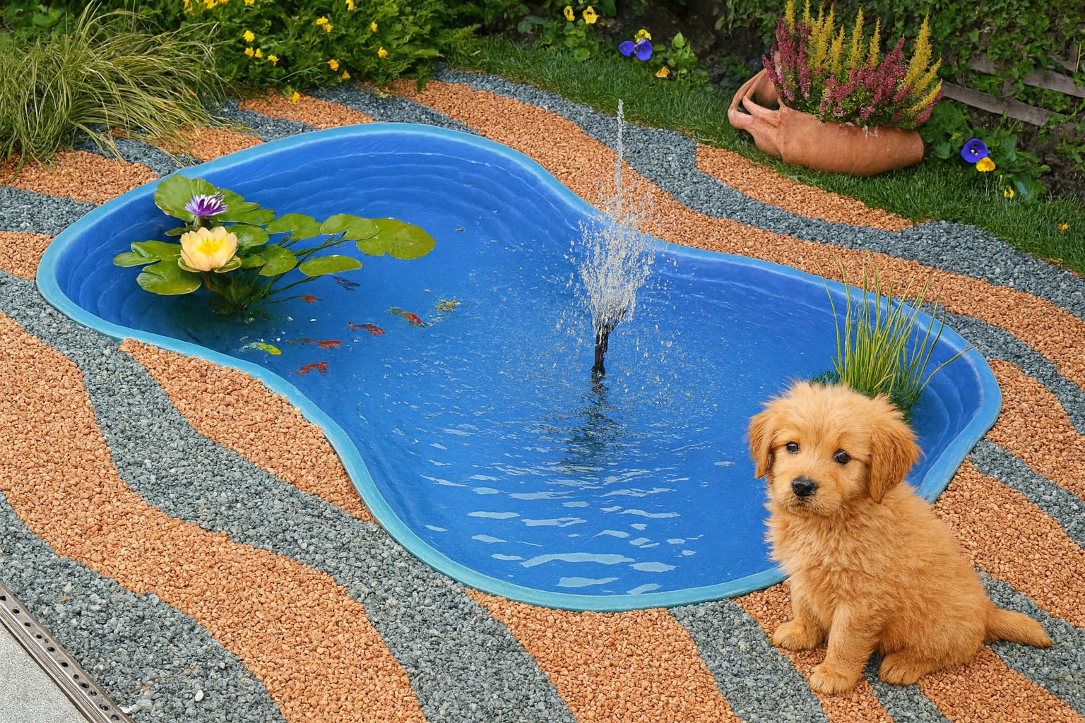 Laghetto da Giardino Termoformato in Plastica Azzurro – Modello Bolsena Vasca Preformata per Laghetto Ornamentale – 178x130x45 cm – capacità 600 L
