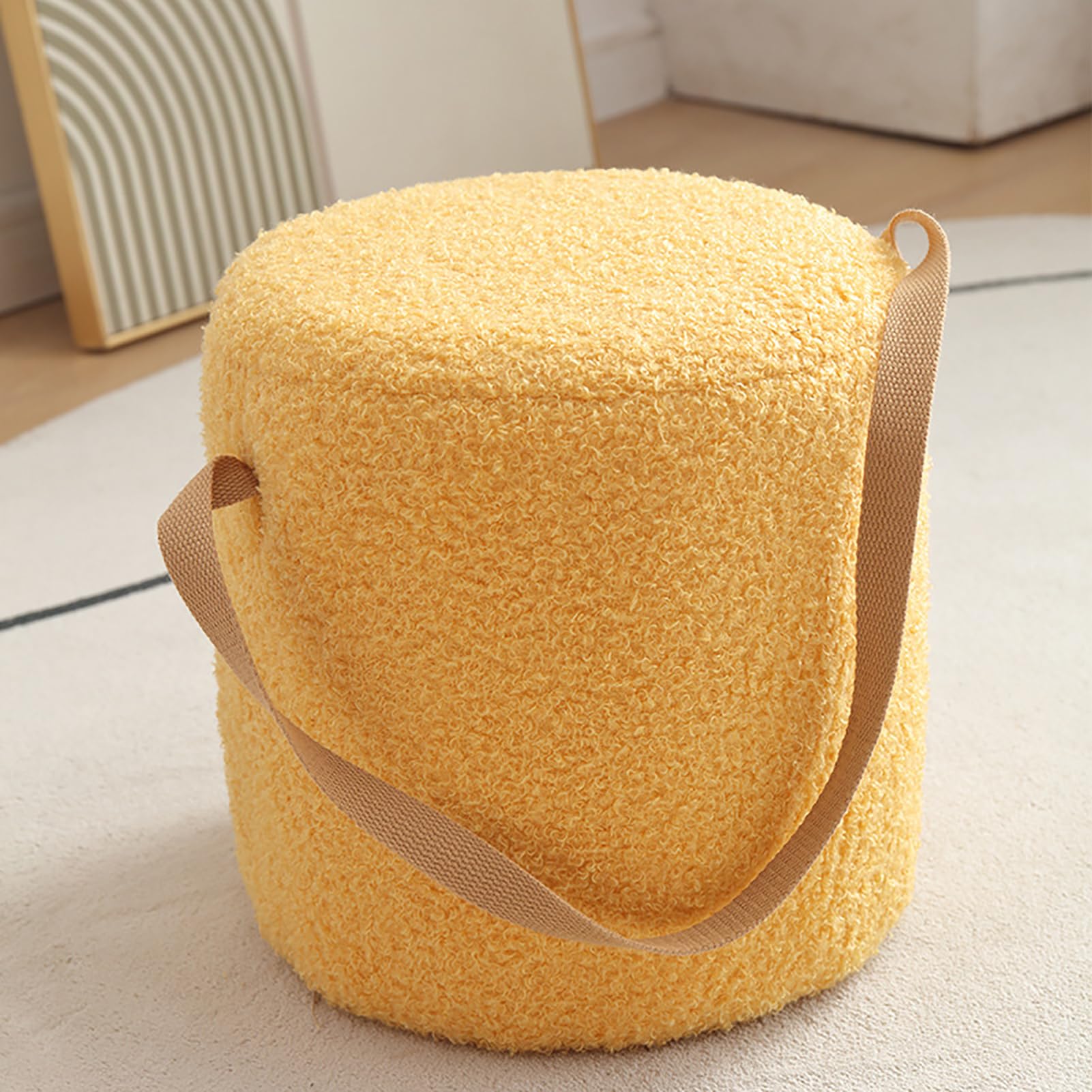 Taburete Silla Redonda de Terciopelo Gris con Patas Doradas para Tocador y Dormitorio