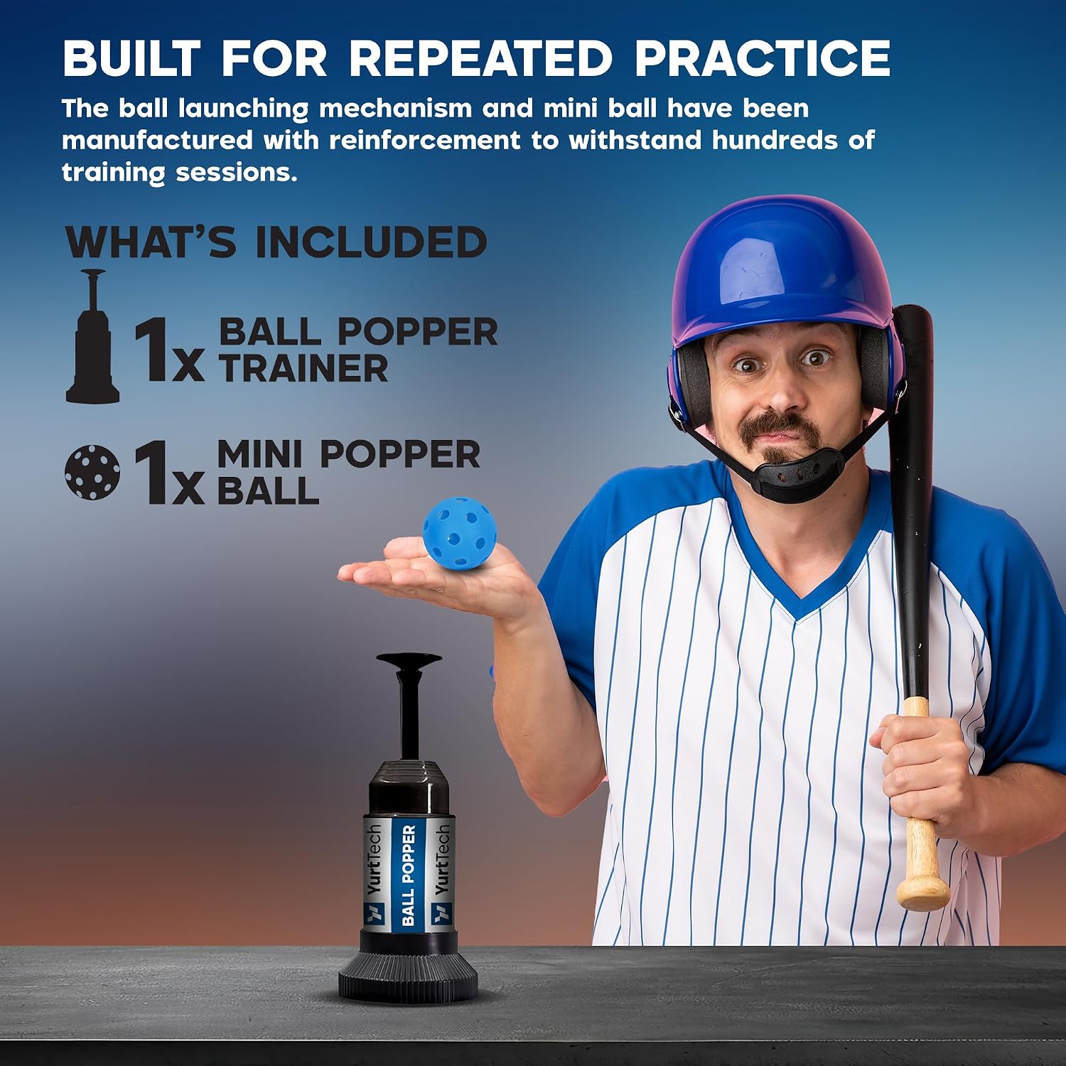 Baseball Tee Ball Popper – Pop Up Baseball Training Equipment Timing & Hitting Skill Development, Batting Machine for Practicing Hitting Without a Pitcher (1 Popper Ball Included)