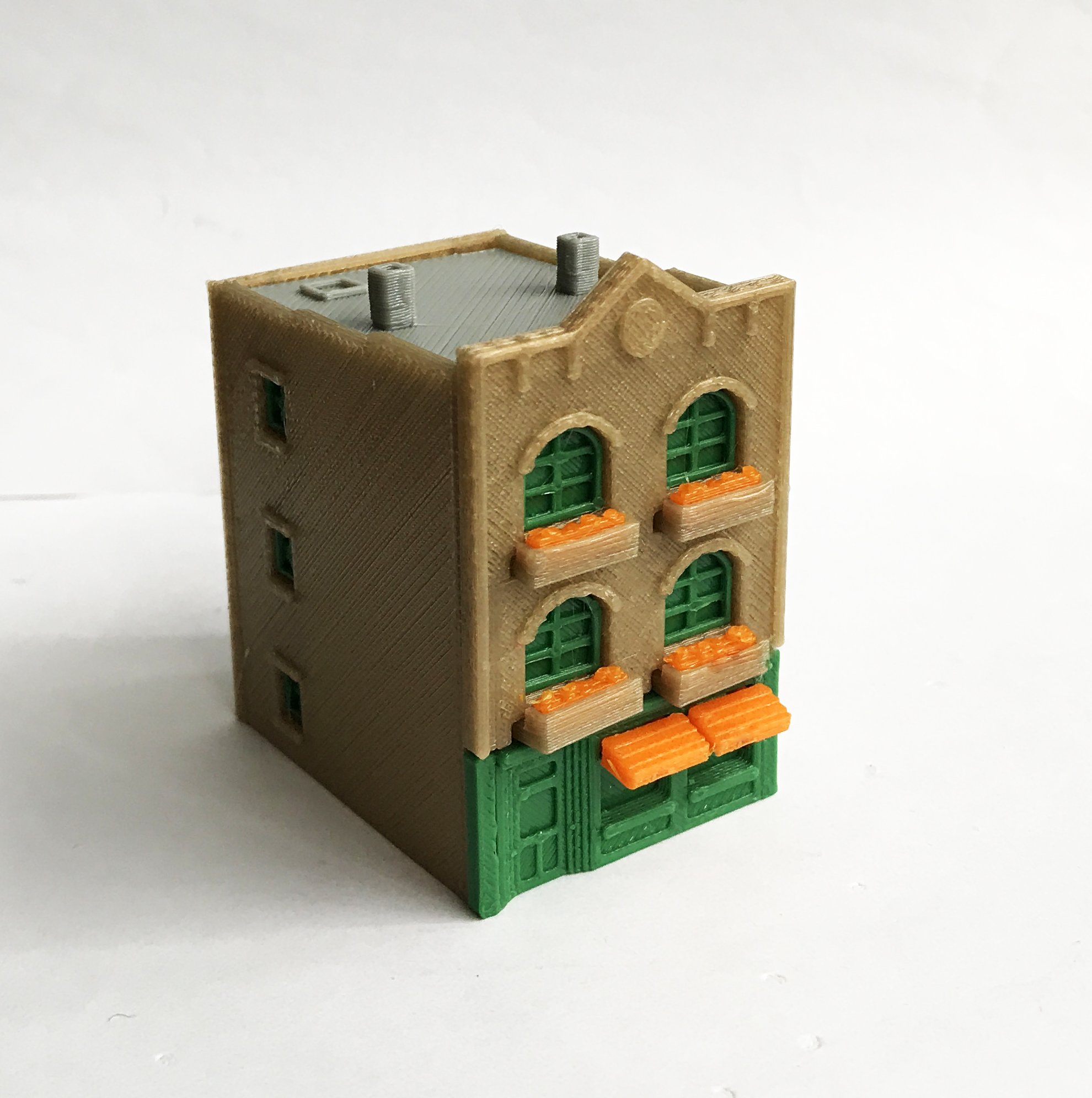 Outland Models Train Railroad City Classic 3-Story Building w Storefront N Scale