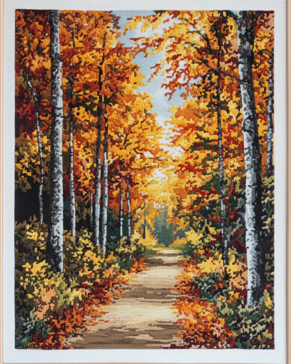 Knüpfteppich Set Herbstlandschaft Knüpfteppich Set Vorgedruckt Gross，Bedruckter Leinwand Teppich Knüpfen Set Für Erwachsene Knüpfhaken Set Kissen 21x29in