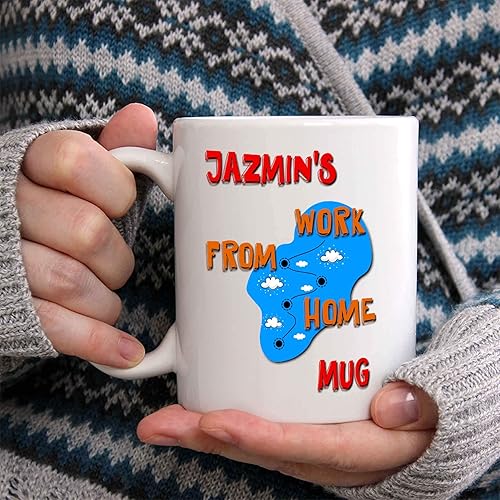 Miniatura 2 de Jazmin's Coffee Mug - Personalized Ceramic Work From Home WFH Cup with Name, Custom Mug, Customized Birthday/Christmas Gift, Holiday Present, 11 Oz