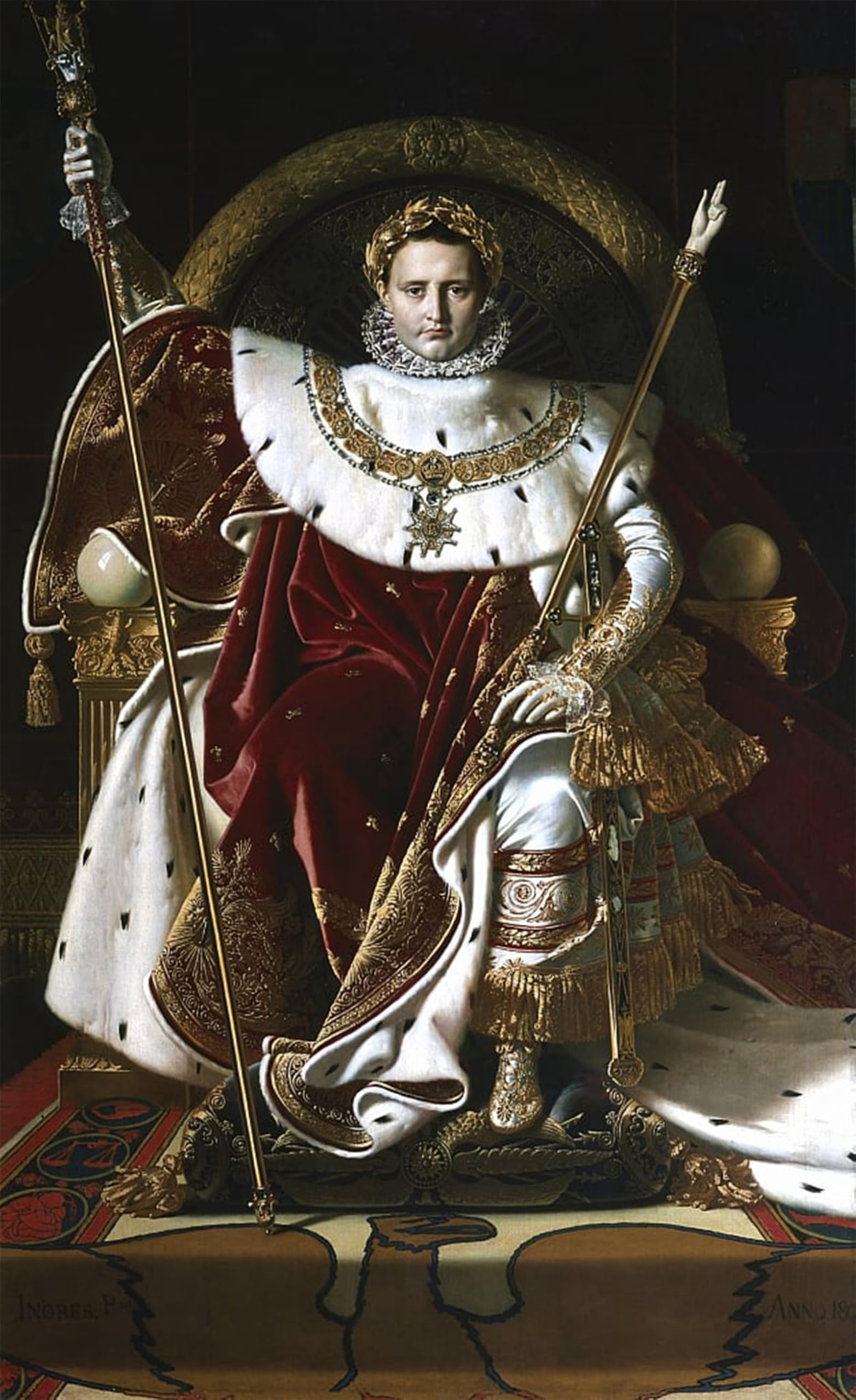 Artxlxxbn No Frame Famous Painting Art Wall Decor Abstract Art Picture Napoleon I On The Imperial Throne By Jean Auguste Ingres Animal Pictures For Home Decor 60X90cm