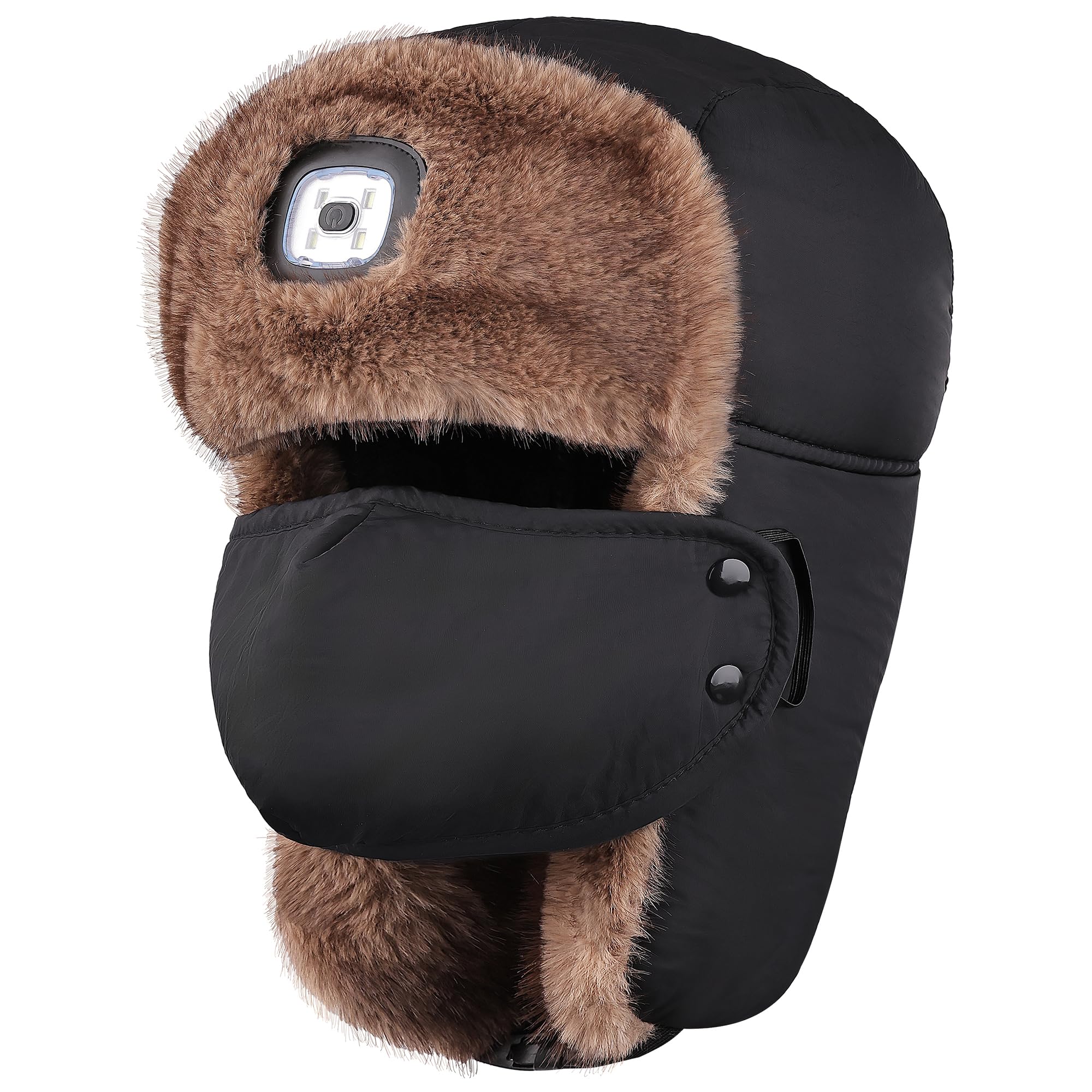 Winter Hats Ushanka Trapper Hat with Light Waterproof Warm Russian Bomber Hats with Earflaps for Men Women