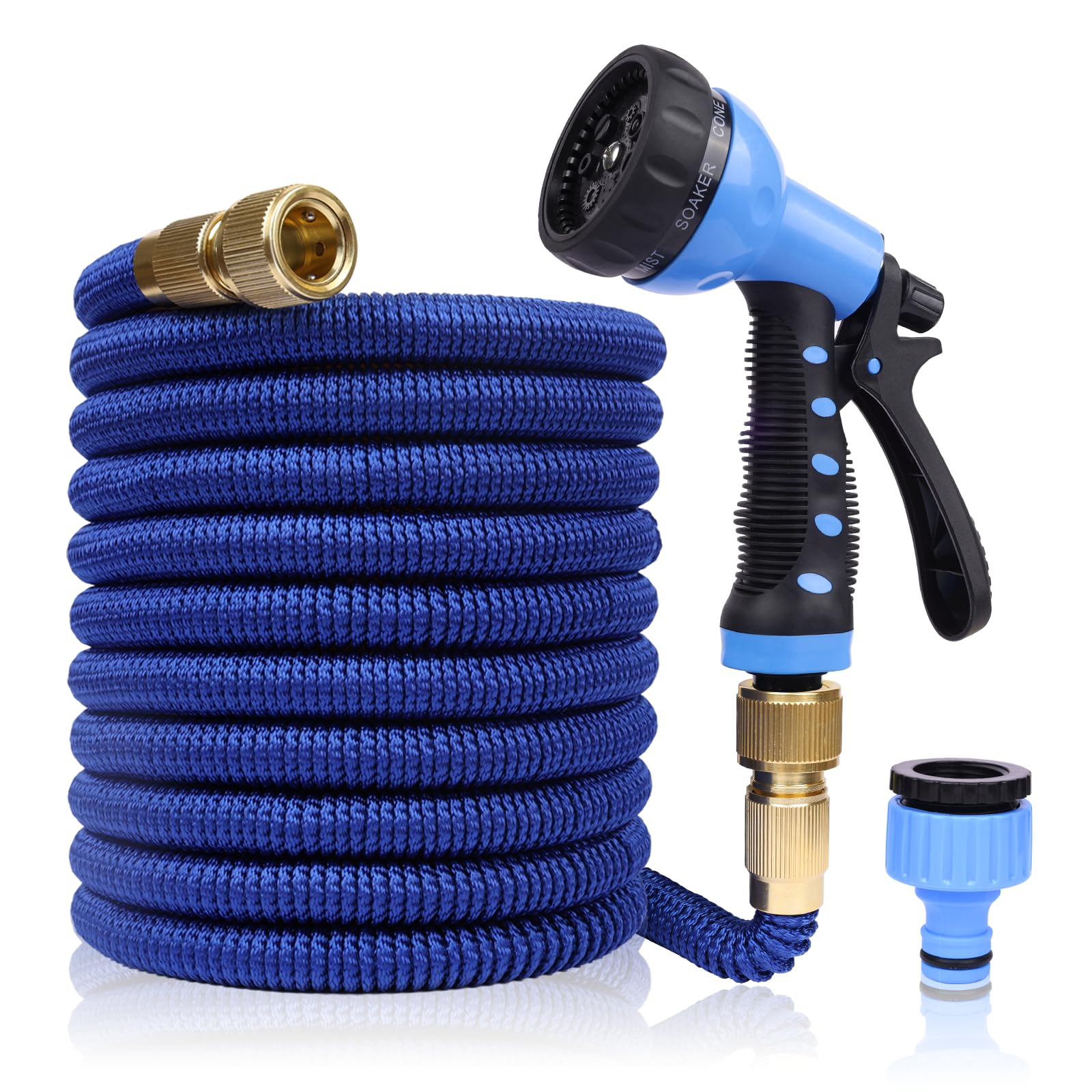 Tuyau d'arrosage extensible flexible de 15,2 m avec 7 buses et connecteur de robinet 2 en 1