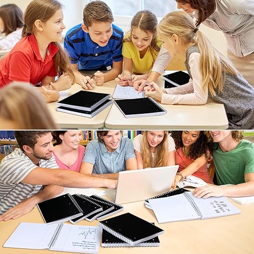 Miniatura 6 de Paquete de 10 cuadernos en espiral de 1 materia de papel de rayas anchas de 8 x 10-12 pulgadas, 5 colores, 150 hojas por cuaderno para regalos de