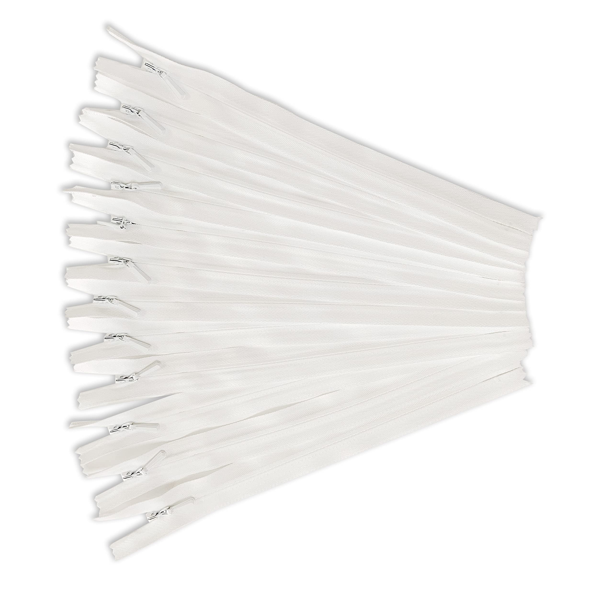 Craftbot Concealed Zippers in White YKK Invisible Zips for Sewing 12 Inch Set of 12 by