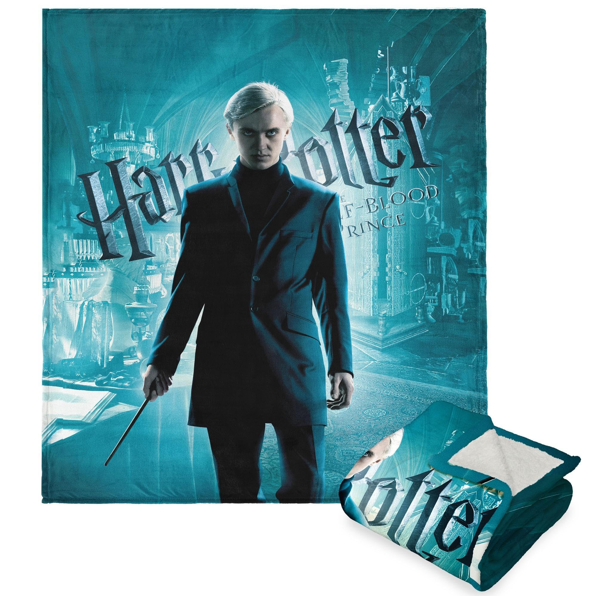 Northwest Harry Potter Silk Touch Sherpa Throw Blanket, 50" x 60", Draco Half Blood Prince
