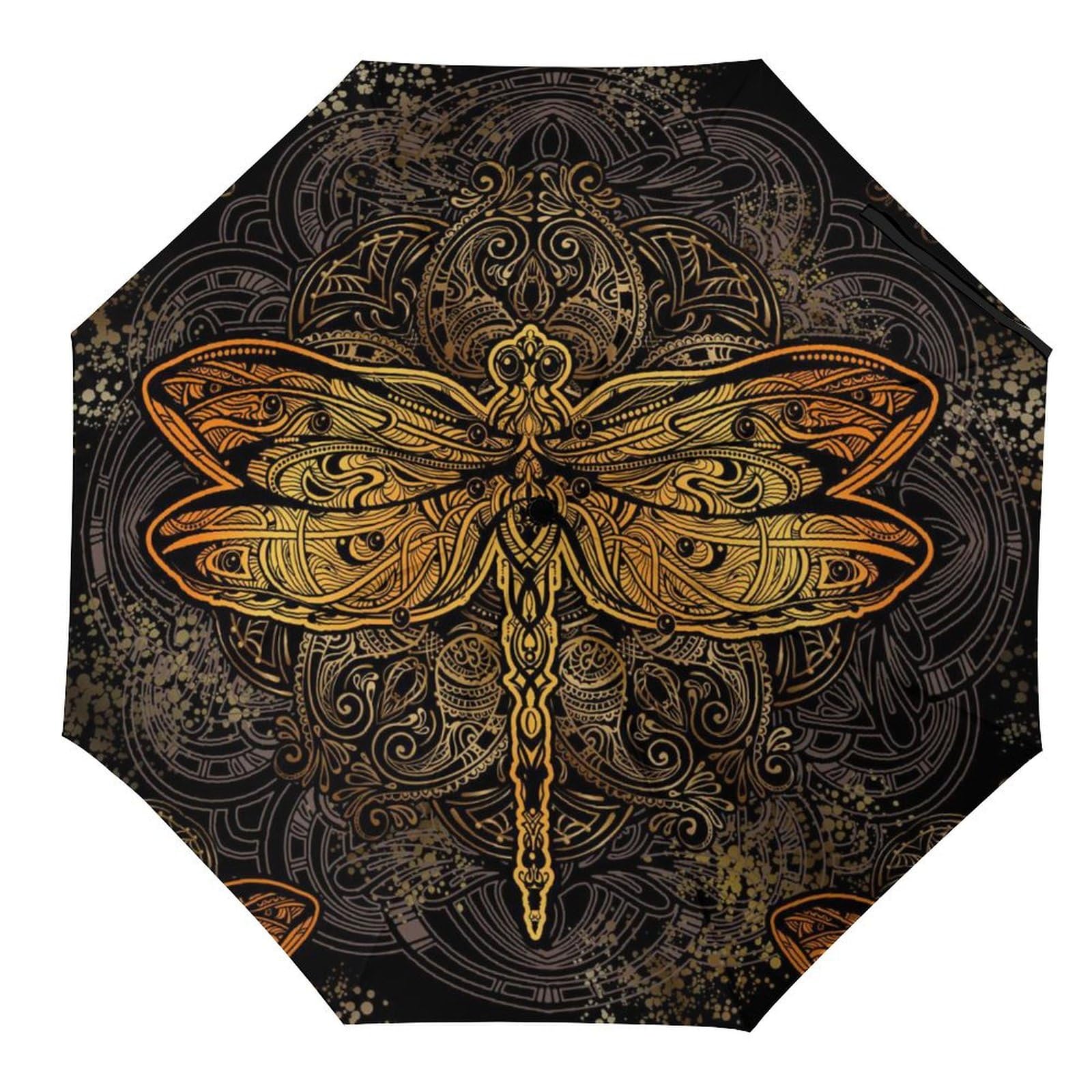 Parapluie voyage rouge libellule pliant et robuste contre le vent - 8