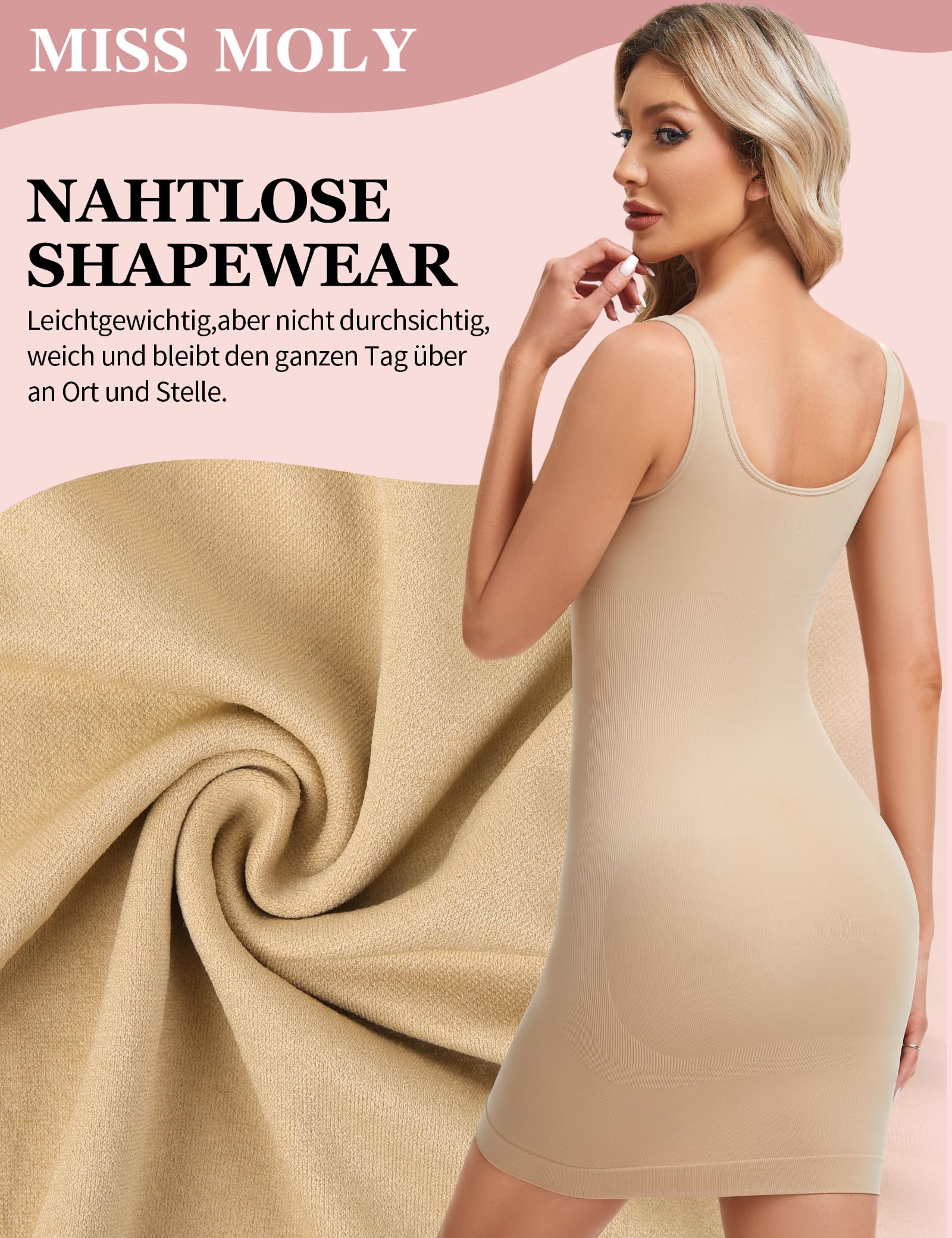 MISS MOLY Shapewear Vestido de mujer sin costuras, sin costuras, vestido de corpiño para mujer, enaguas moldeadoras de figura, bragas completas con sujetador