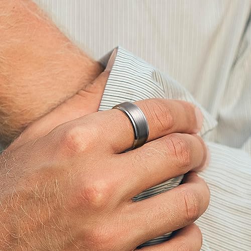 Miniatura 4 de King Will - Alianza clásica de tungsteno para hombres, 678910 mm de ancho, acabado pulido, tono mate, ajuste cómodo