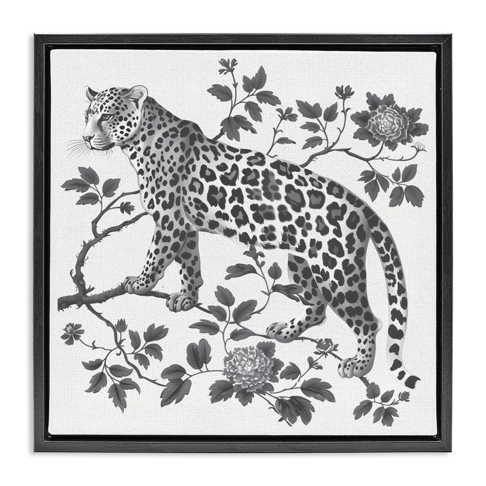 'Monochrome Detail Leopard'| Floating Frame Canvas Art