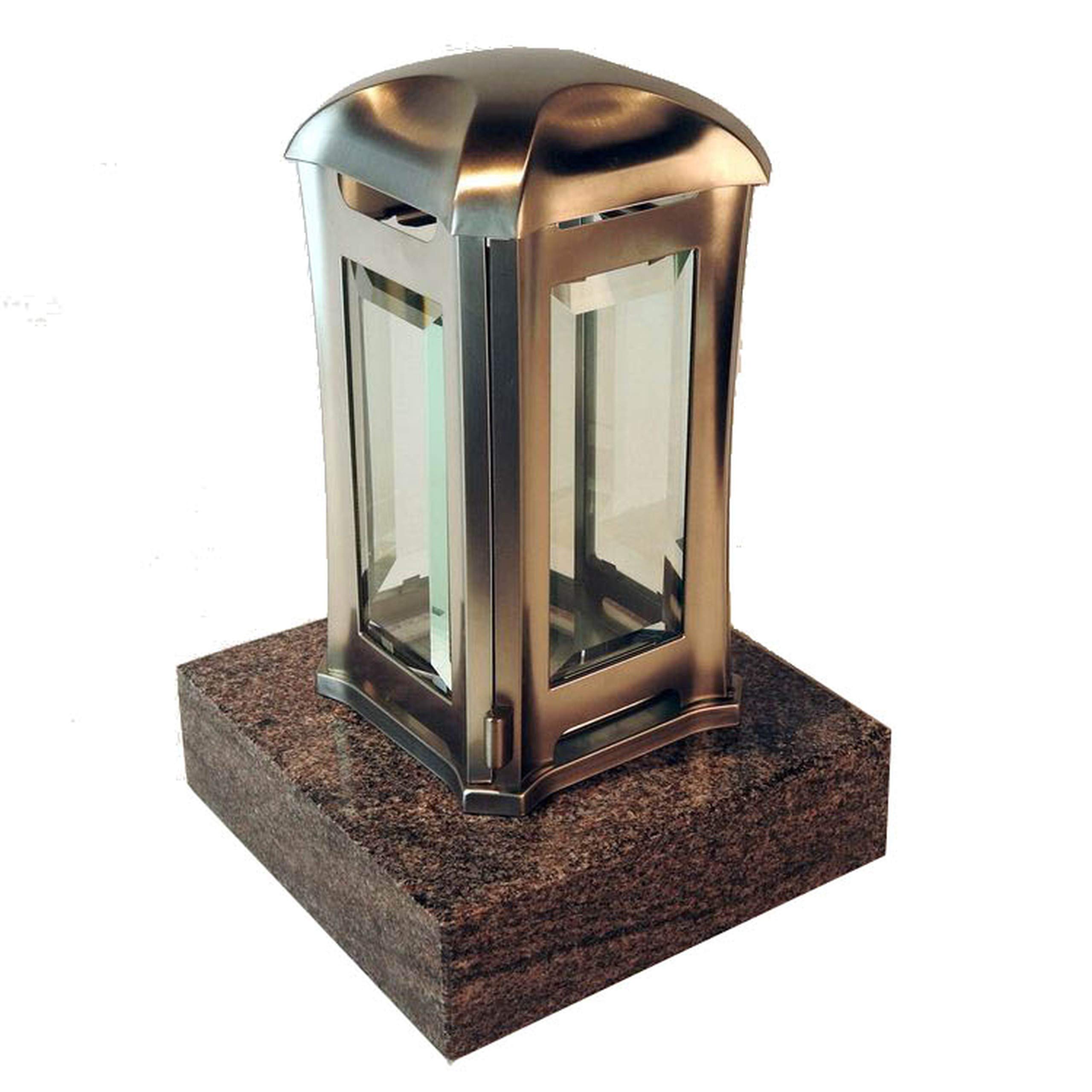 Designgrab Venezia Lampe funéraire en acier inoxydable avec socle en granit Paradiso