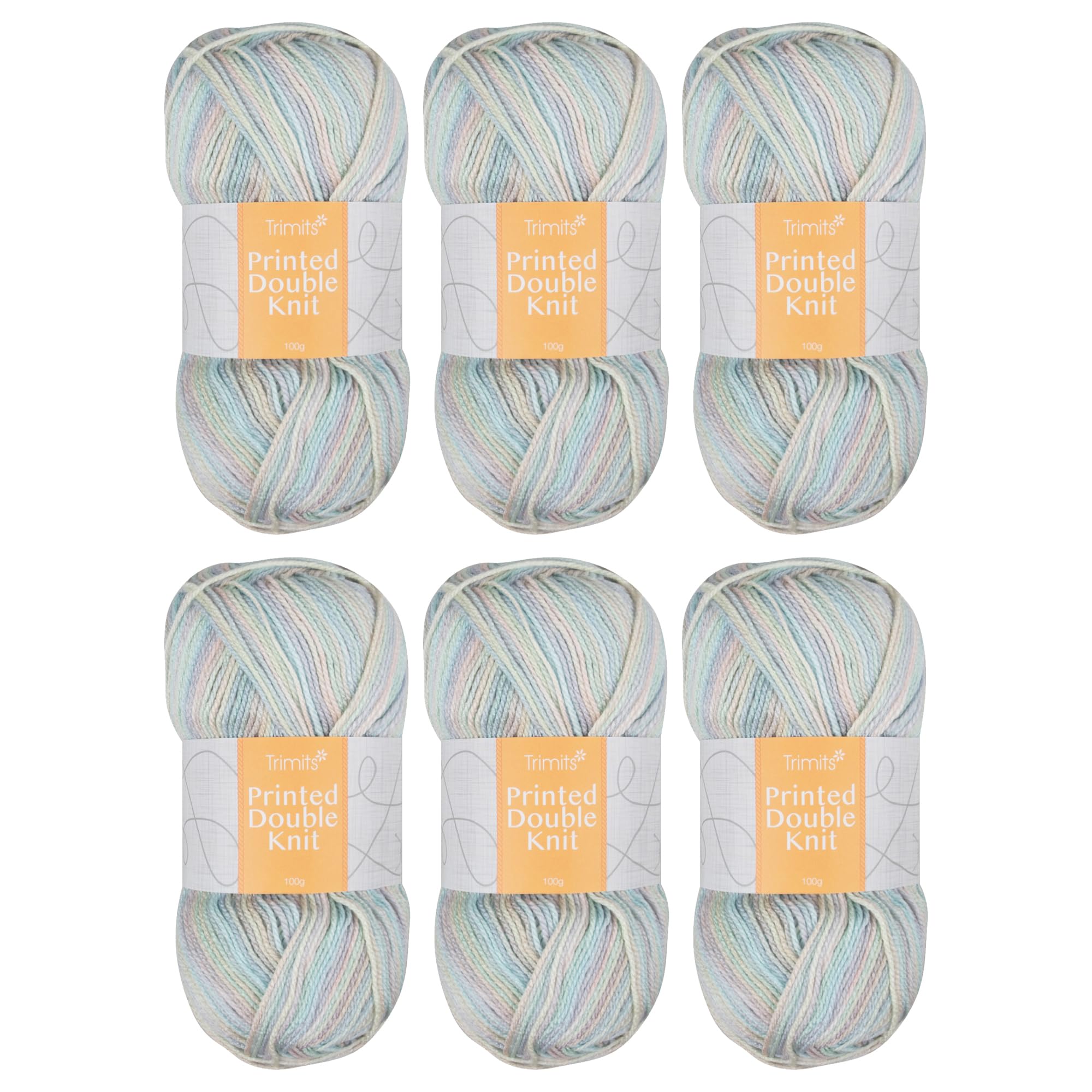Trimits Double Knit Acrylic Yarn Wool for Knitting and Crochet - 6 x 100g (280 metres) - Soft Touch Easy Care Machine Washable DK Yarn, Oeko-TEX Certified Fibre, Pastel