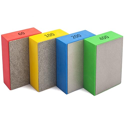 4 almohadillas de pulido a mano de diamante para lijar cerámica, baldosas de vidrio, piedra de hormigón, granito de mármol, 60#, 100#, 200#, 400#