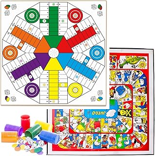 Comprar Genérico Oca y Parchís/Juego de Mesa 4-6 Jugadores/Juego Tradicional para Niños y Adultos/Reversible 2 en 1 Ambas Caras con fichas para 6 Jugadores 35x35cm