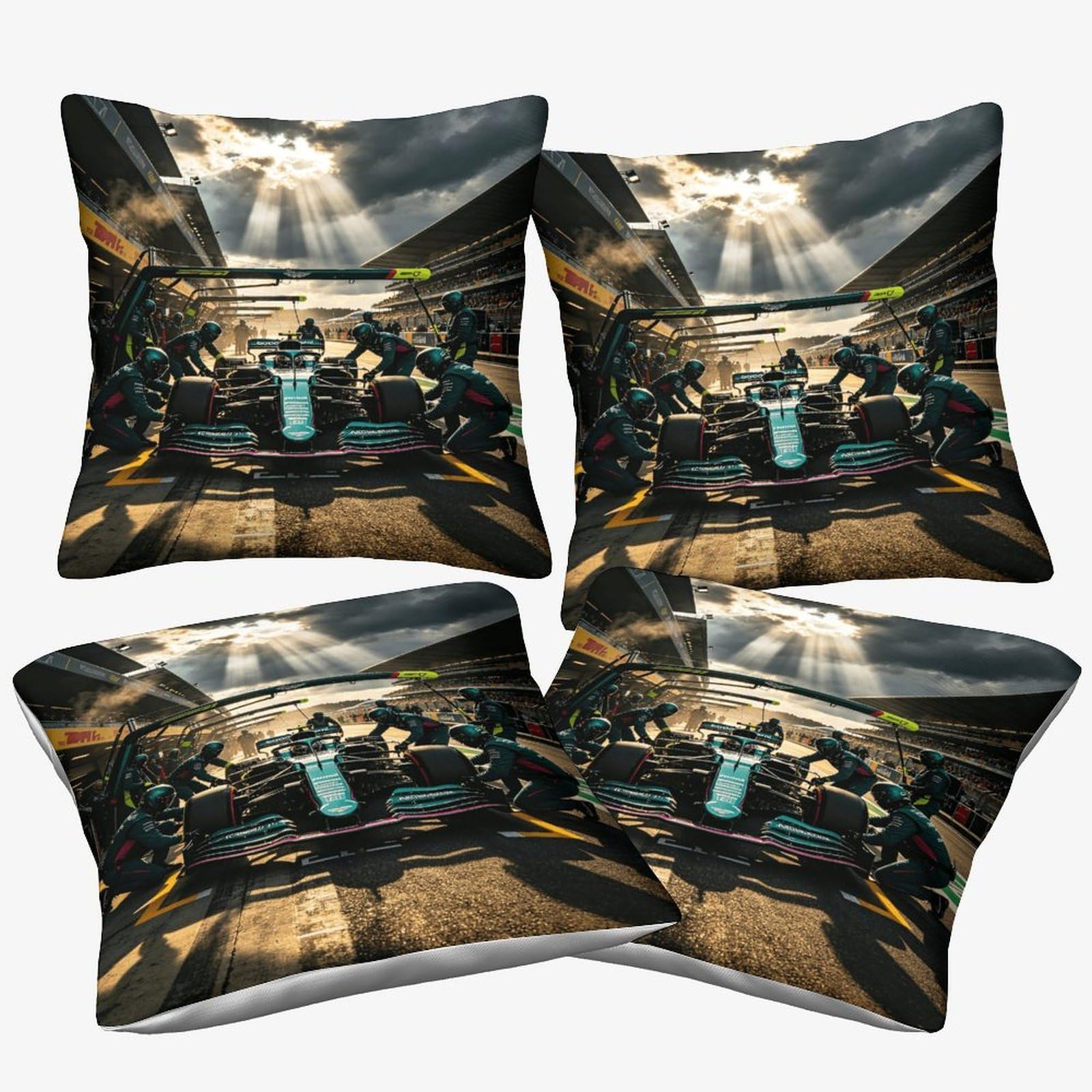 Xiaopangxy Formulaa Racing-9 Formulaa Racing Cushion Covers 50X50cm, 4 Pcs Pit Stop Decorative Throw Pillow Covers For Sofa Summer Outdoor Decor