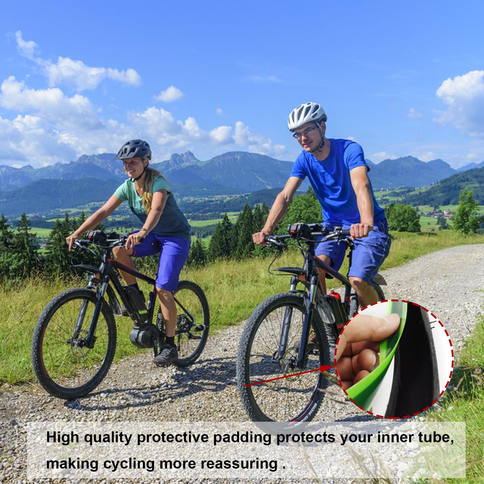 4 rollos de forro para neumáticos de bicicleta, protector plano de tubo interior para bicicleta que ayuda a prevenir pinchazos y pinchazos, compatible con el tubo interior del neumático con forro de