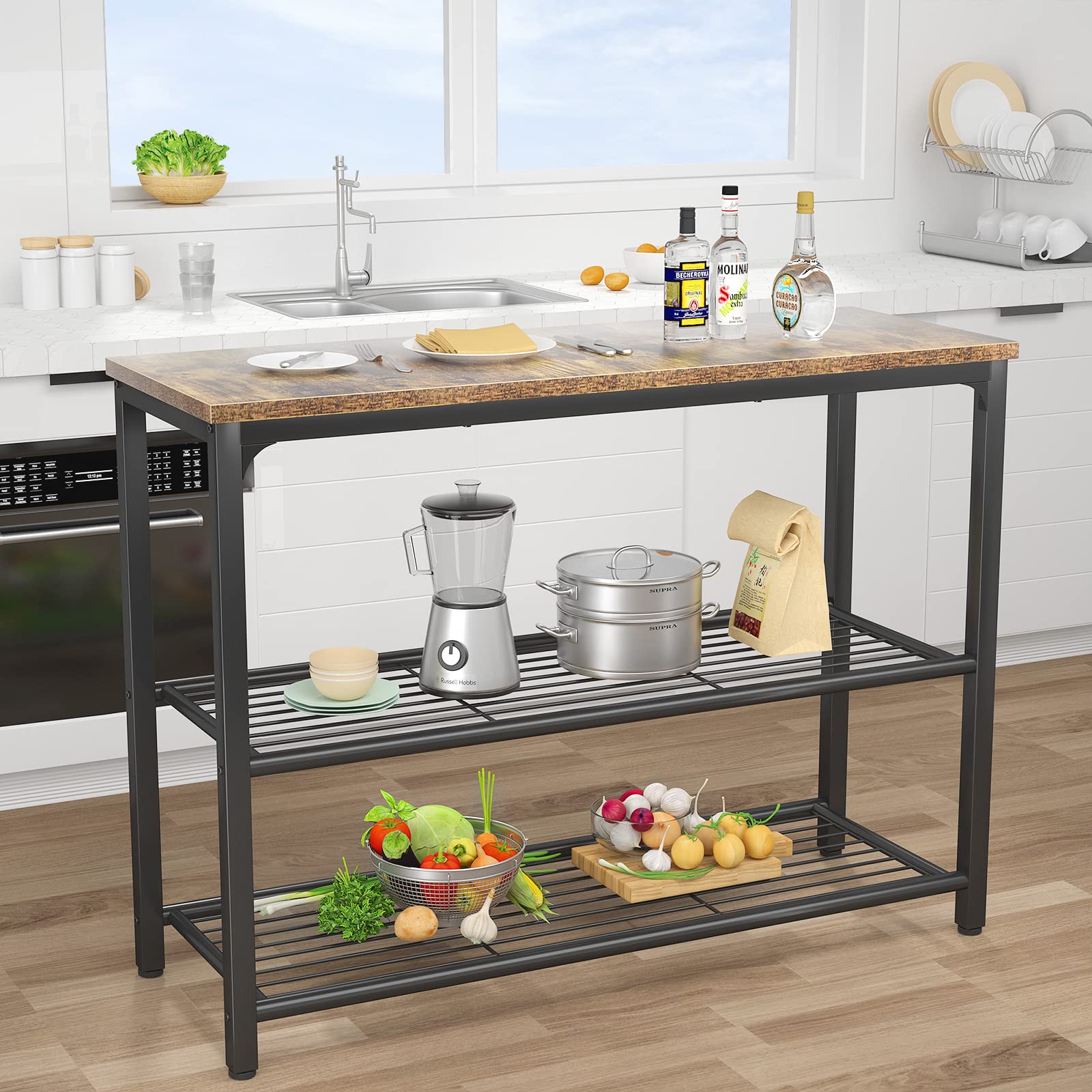 Buy Ecoprsio Sofa Table Console Table with Double Mesh Shelves