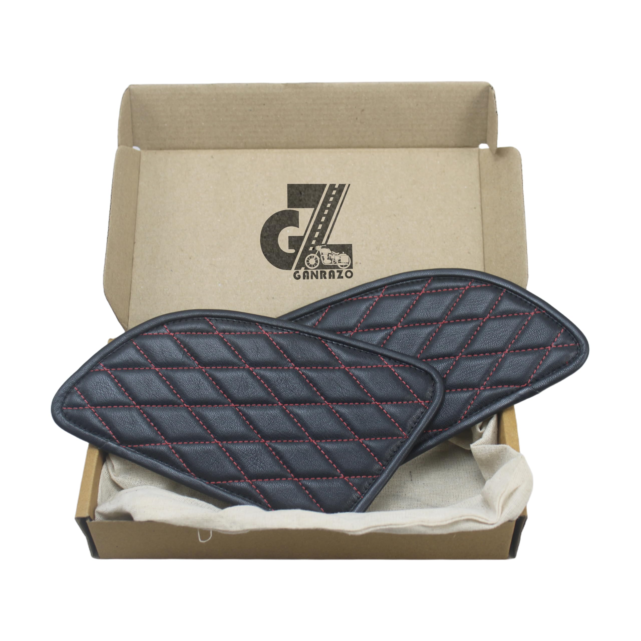 G-GANRAZO Leather Dimand Tank Pad with Red Thread Genuine Leather Fit for Royal Enfield Continental Gt 650-image-30