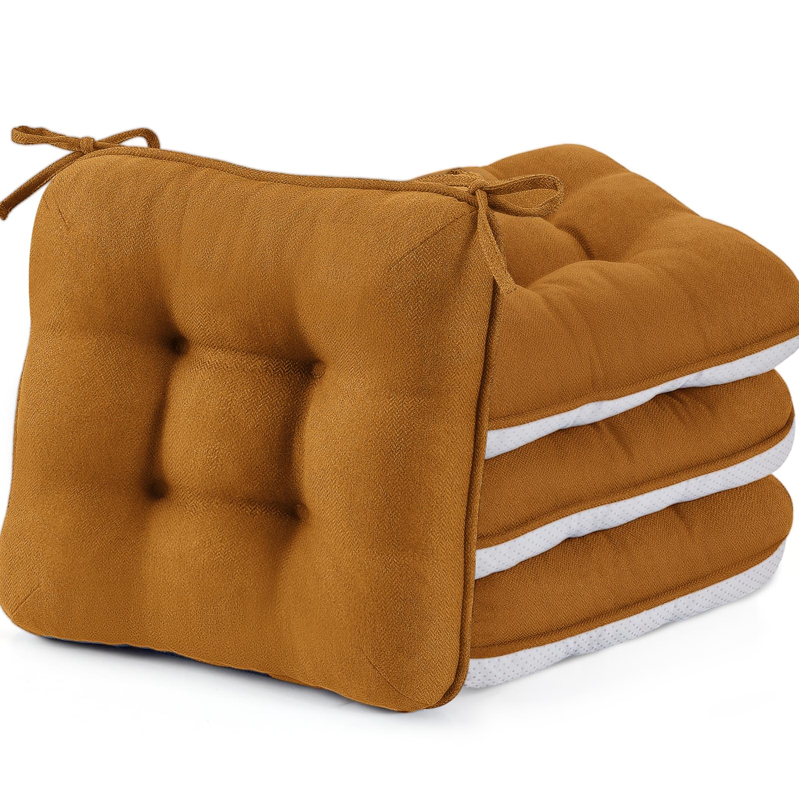 BETU Chair Cushions for Dining Chairs Set of 4,3.5" Thick Kitchen Table Chair Pads with Ties,Non Slip Backing and Covers, Seat Cushion for Dining Room