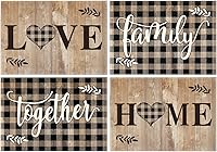 Artoid Mode Buffalo Plaid Farmhouse Placemats Set of 4 - 12x18 Inch Wood Love Family Home Decor for Kitchen Dining Parties