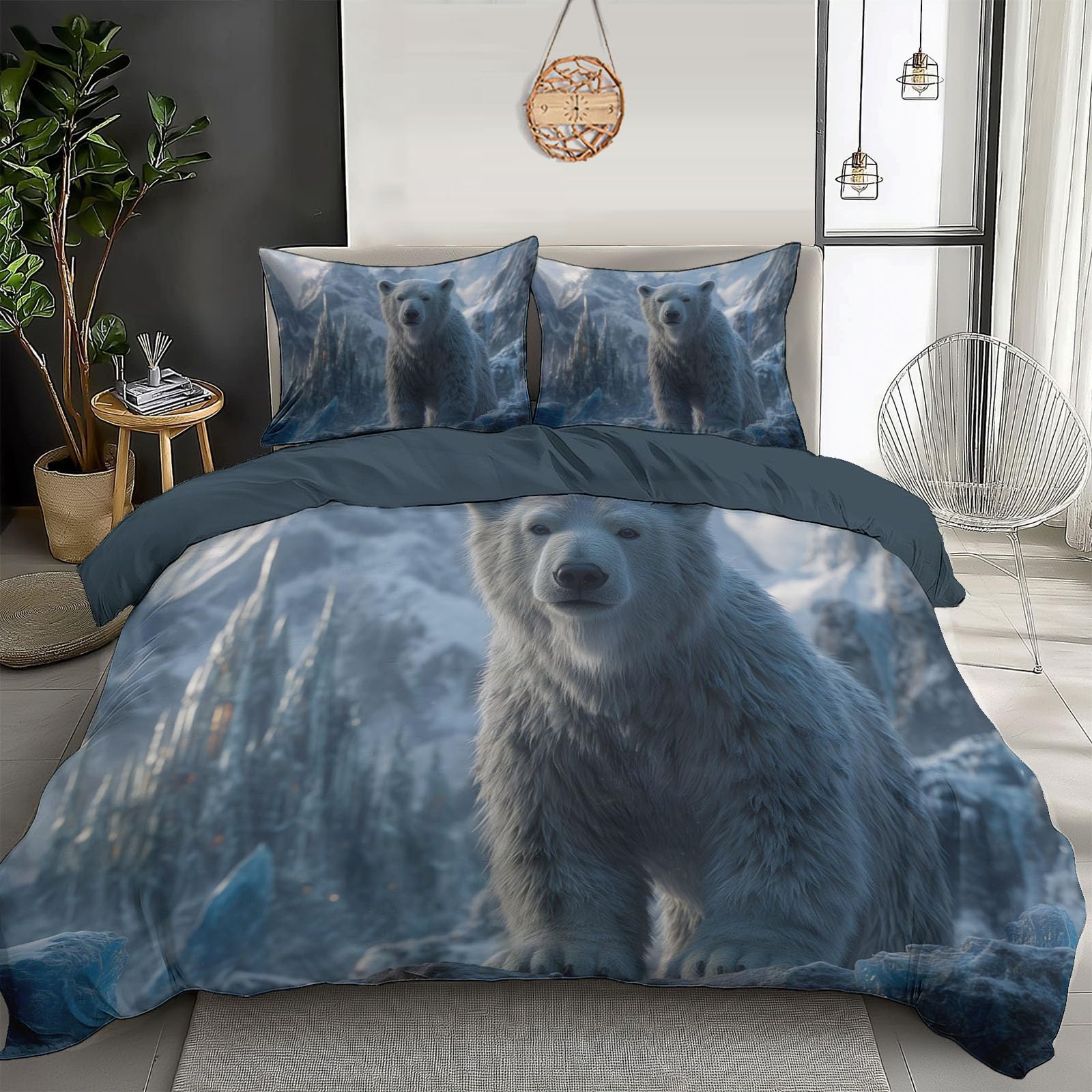 Housse de couette 240x260cm pour lit double, parure faune sauvage idéale pour chambre d'enfant