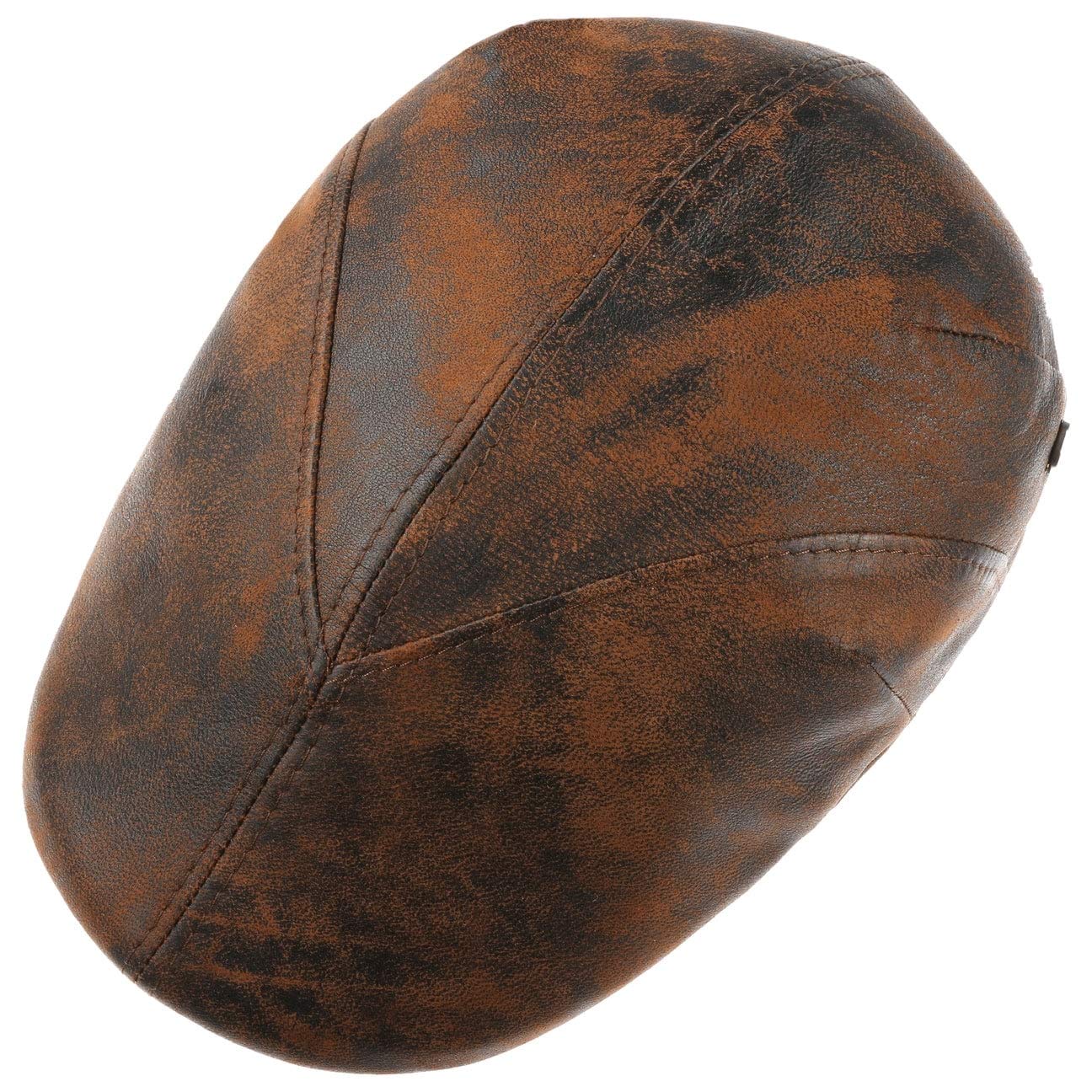 LIERYS Leder Flatcap Herren Made in Italy Schirmmütze mit Baumwollfutter Ledercap Used-Look Sommer Winter