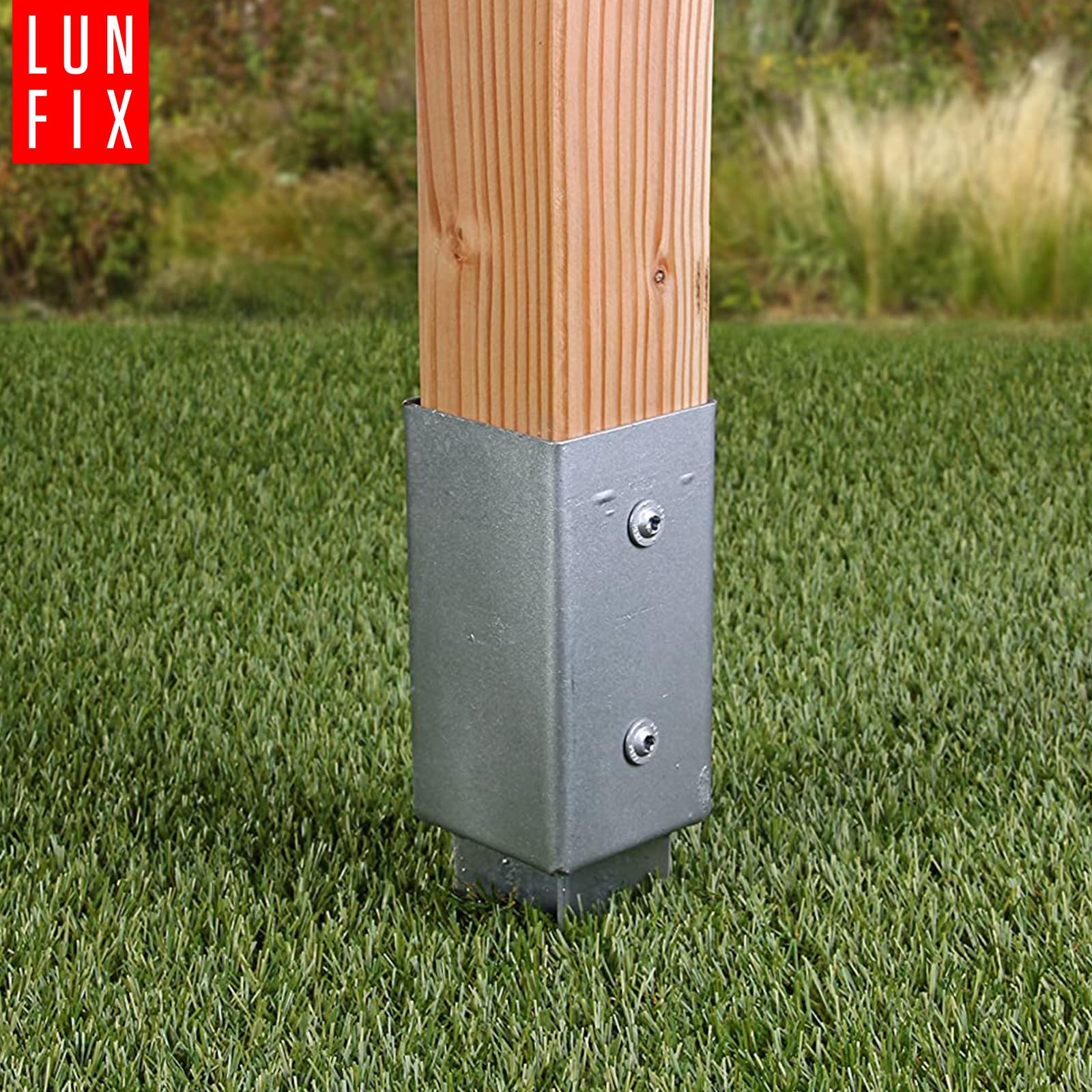 Einschlag-Bodenhülse 100x100mm, SET Aus 4 Stück Für Holzpfosten 4-Kant, Feuerverzinkt 1,8 mm Materialstärke, Für Zäune & Gartenprojekte, Gesamtlänge 750 mm