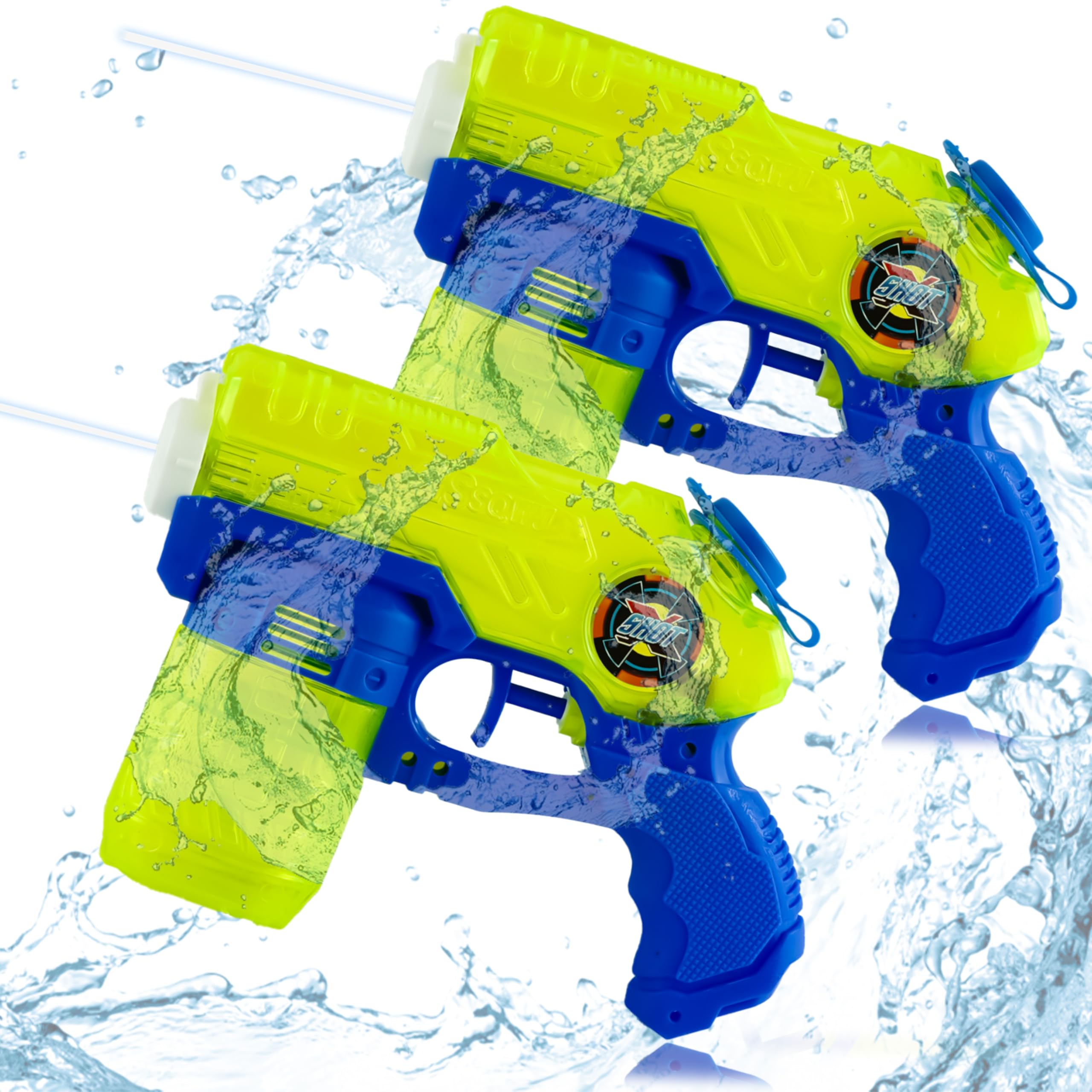 2 Pack Water Guns with Tanks for Squad Games, Up To 8M Shooting Distance, Water Pistol Guns, Garden Toys for Water Fun, Swimming Pool Toys Water Toys for 3 4 5 6 7 Years Old Kids Size-18.5cm