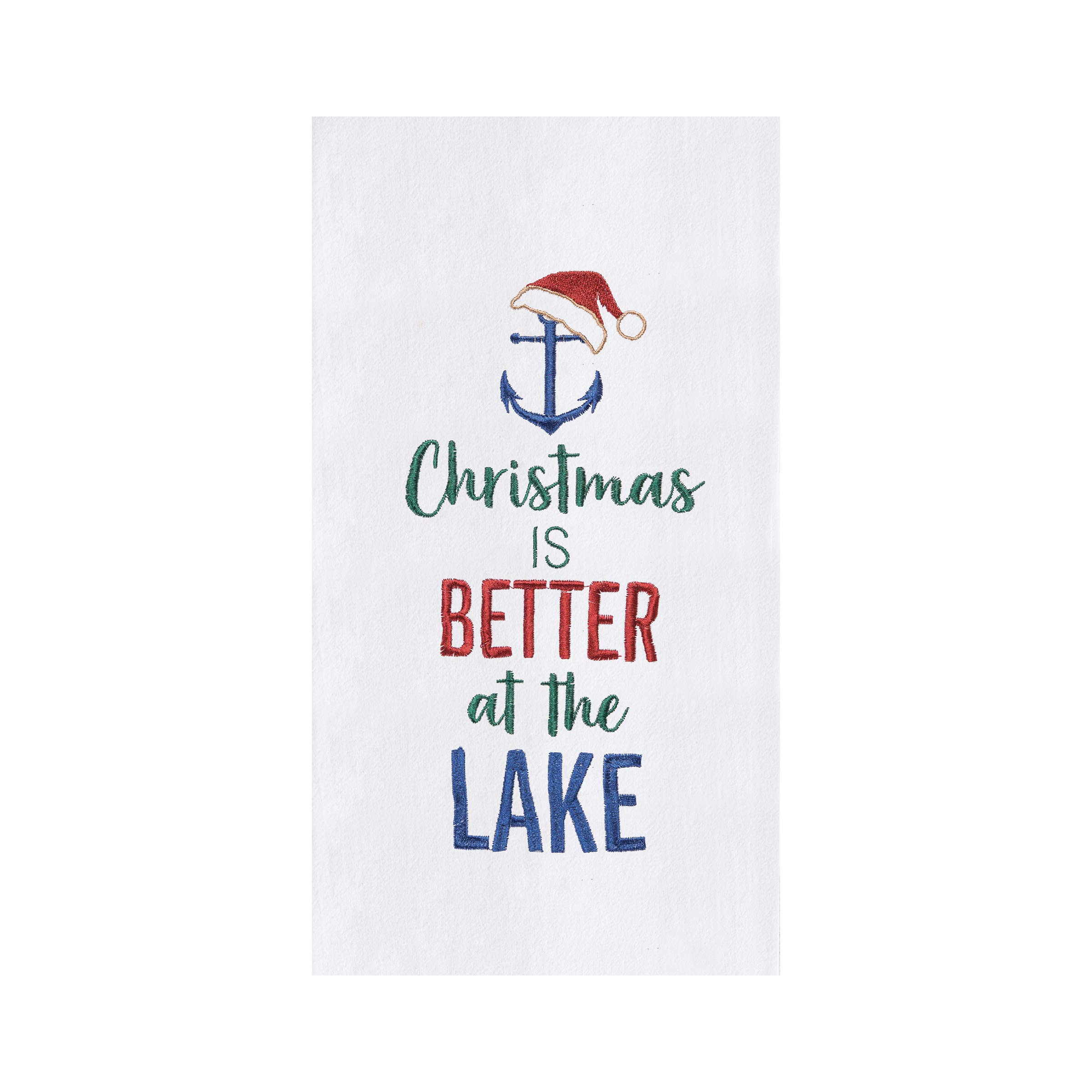 C&F Home Christmas Better at Lake Christmas Holiday Machine Washable Cotton Flour Sack Kitchen Towel Decor Decoration 18" x 27" White