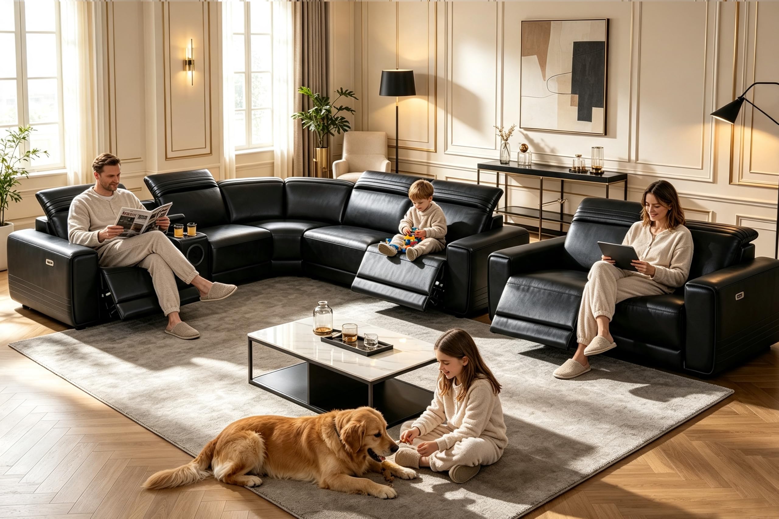 Power Reclining Sectional Sofa with Speakers & USB Ports for Living Room view 8