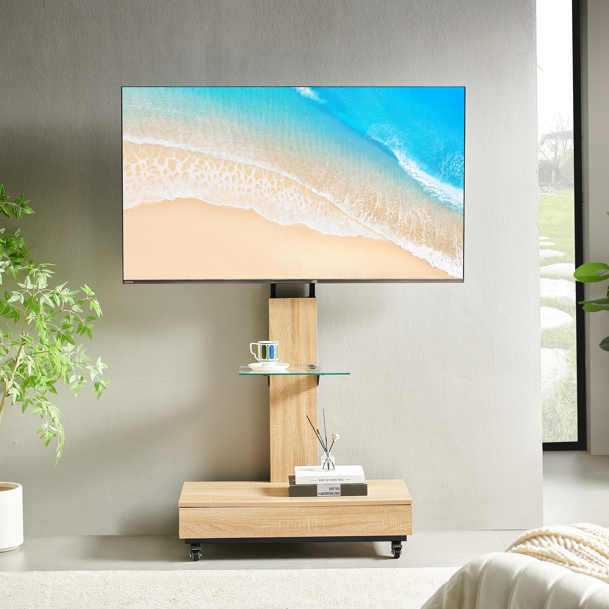 Amazon.co.jp: テレビスタンド キャスター付きTVスタンド ハイ