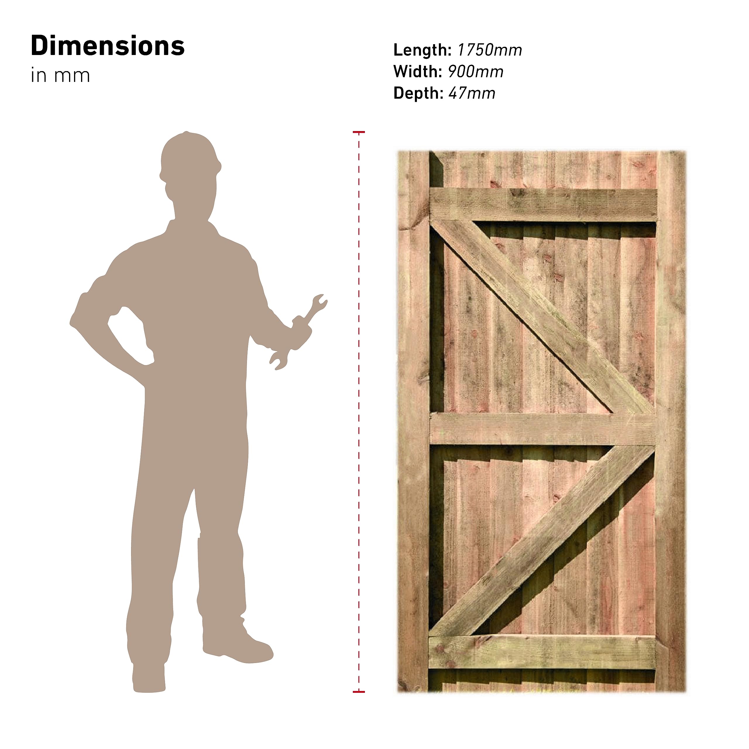 Ruby Pressure Treated Garden Gate - Featheredge Side Gate For Garden And Pedestrian Access, Heavy Duty, Weather Resistant, Larch/Spruce Mix (Brown