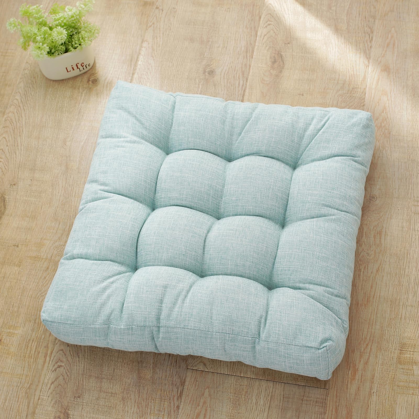 CCXXYGWJ Cuscino Grande da Pavimento - Sedute in Lino di Cotone Spesso per Divano del Soggiorno, Balcone, Giardino, Ufficio - Comoda Soluzione di Seduta da Pavimento 53x53 cm