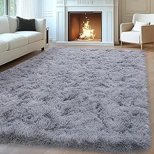 8x10 Area Rugs for Living Room, Large Fluffy Rugs for Bedroom, Soft Carpet Shag Kids Room Rug, Non-Slip Fuzzy Rugs Indoor (Light Grey, 8ft x 10ft)