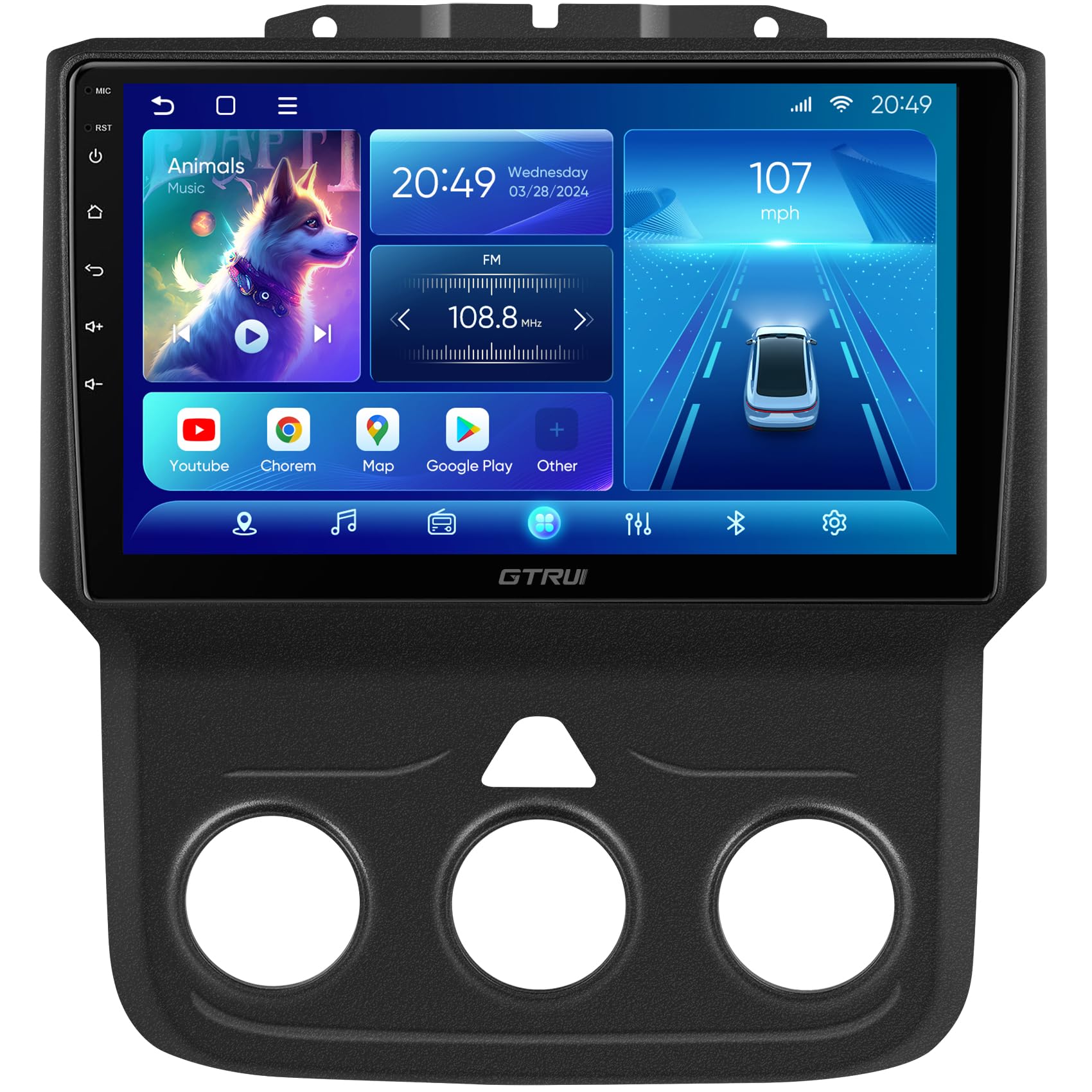 9 Inch QLED Touch Screen 4+64GB Android Car Stereo for Dodge RAM 1500 2500 3500 2013-2018,Wireless CarPlay Auto 5G WiFi Bluetooth GPS Navigation Upgrade Radio Player