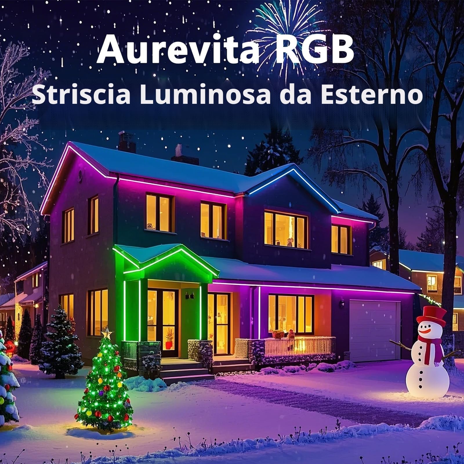 Striscia LED per esterni, 20 m, Smart IP67, musica sync, controllo app, montaggio a parete, RGB, impermeabile, per balcone, giardino, camera da letto, Natale, Halloween (No Remote Control)
