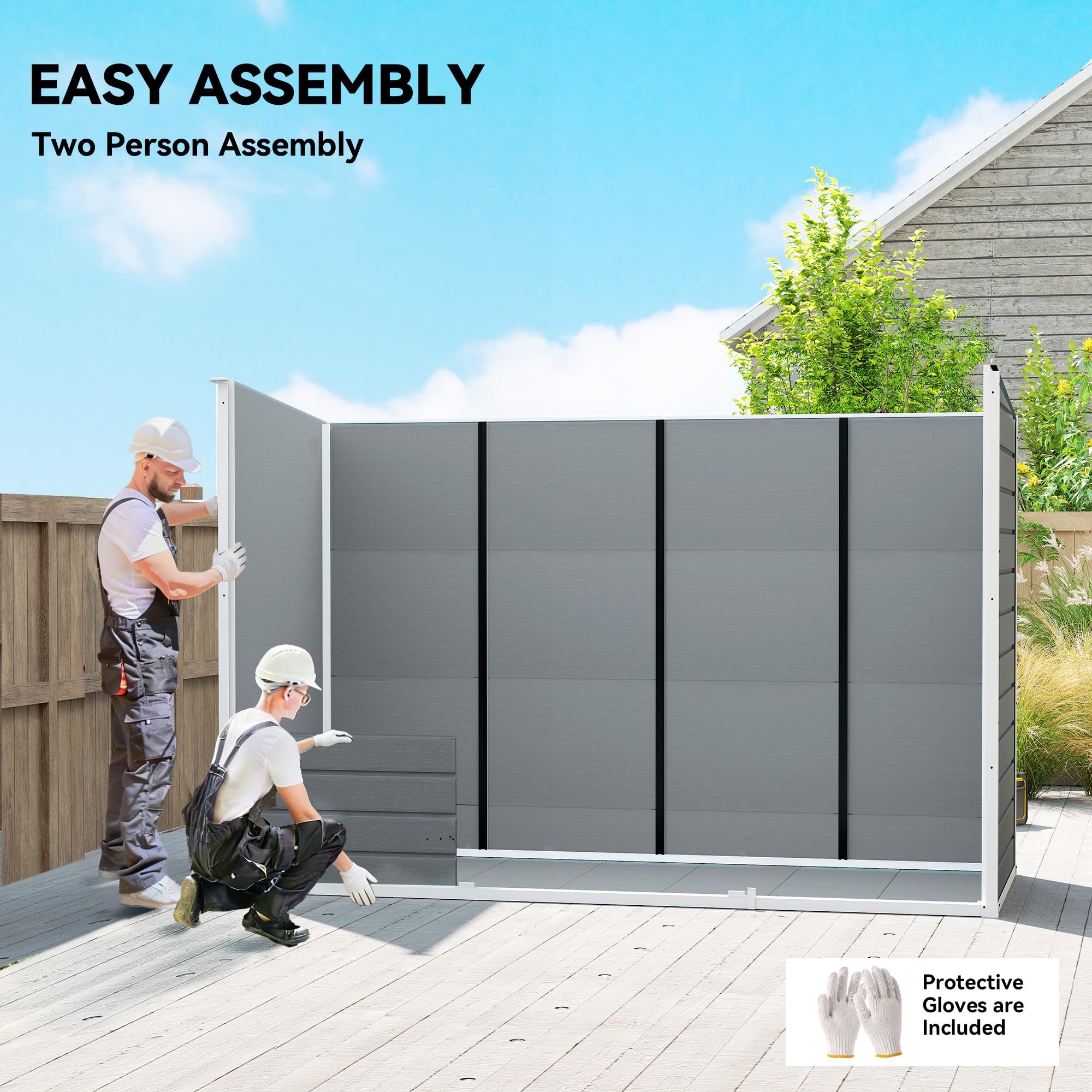 Outsunny 10 x 4 ft Plastic Garden Shed, Outdoor Storage Resin Shed with Floor, Double Windows, Lockable Doors and Vents, for Tools, Bike, Generator, Grey — view 6